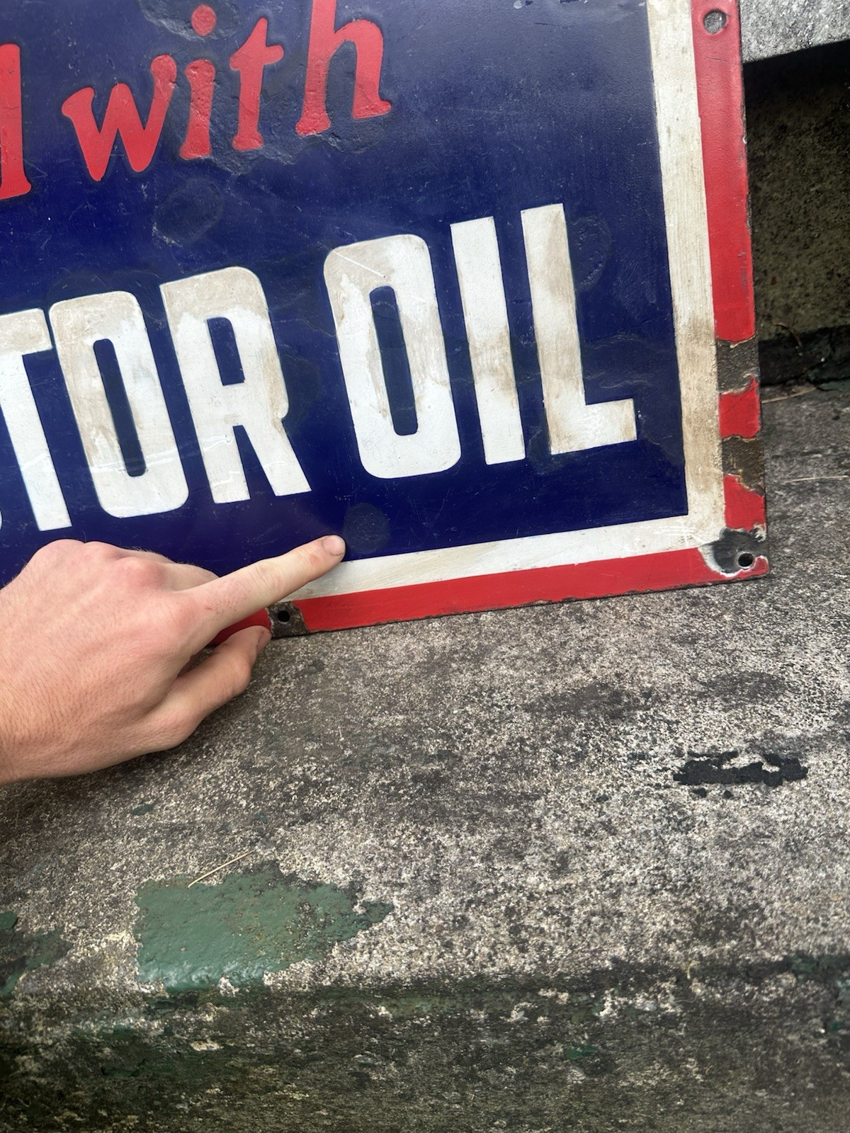 Socony Oil Crankcase Service Porcelain Sign 18” X 35.75” 1960s Gas station