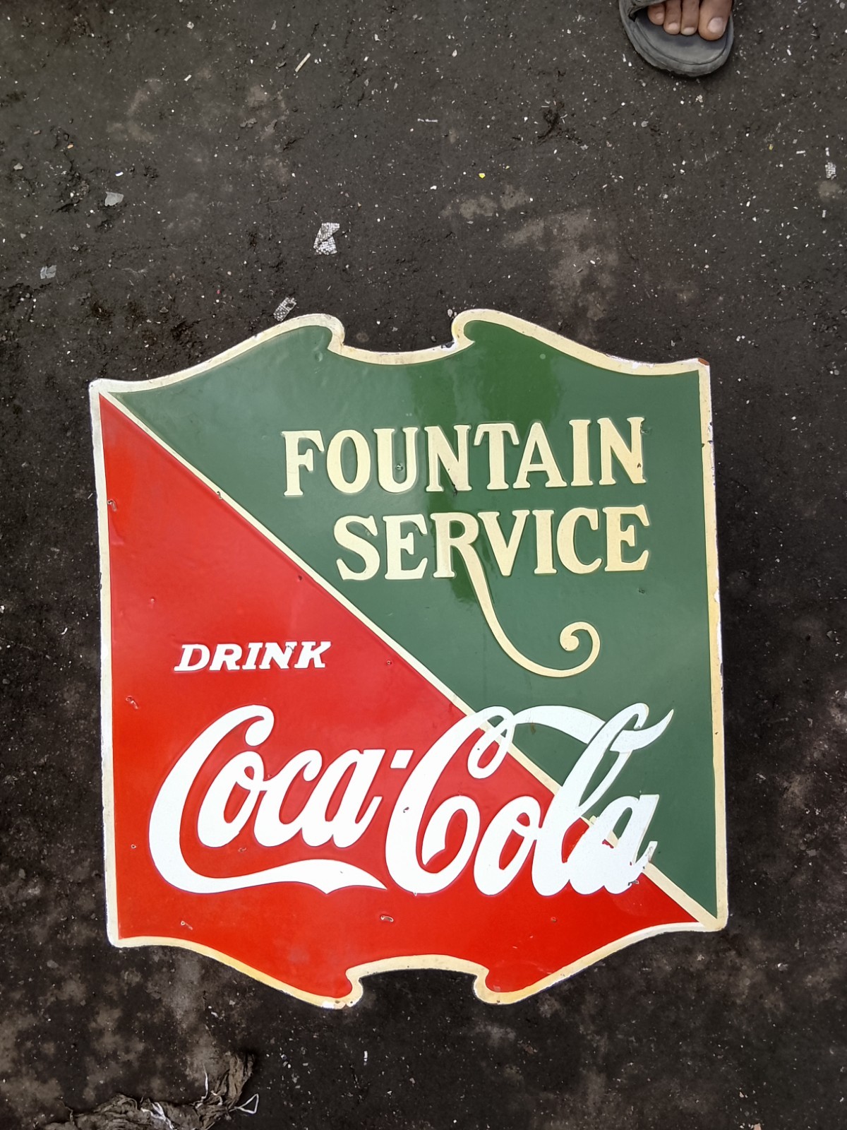 PORCELAIN COCA-COLA ENAMEL SIGN 30X25 INCHES DOUBLE SIDED