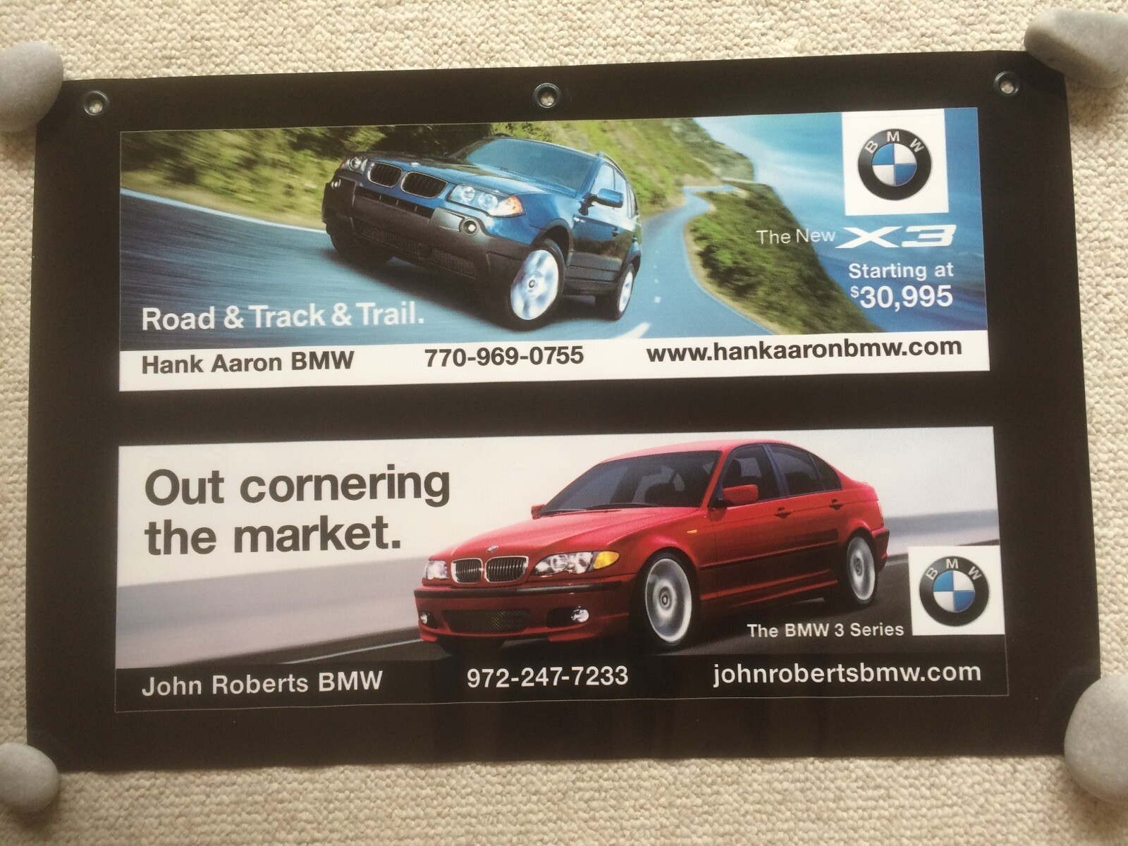 BMW Dealer 3 Series & X3 Dealer Vinyl Sign Banner with Grommets