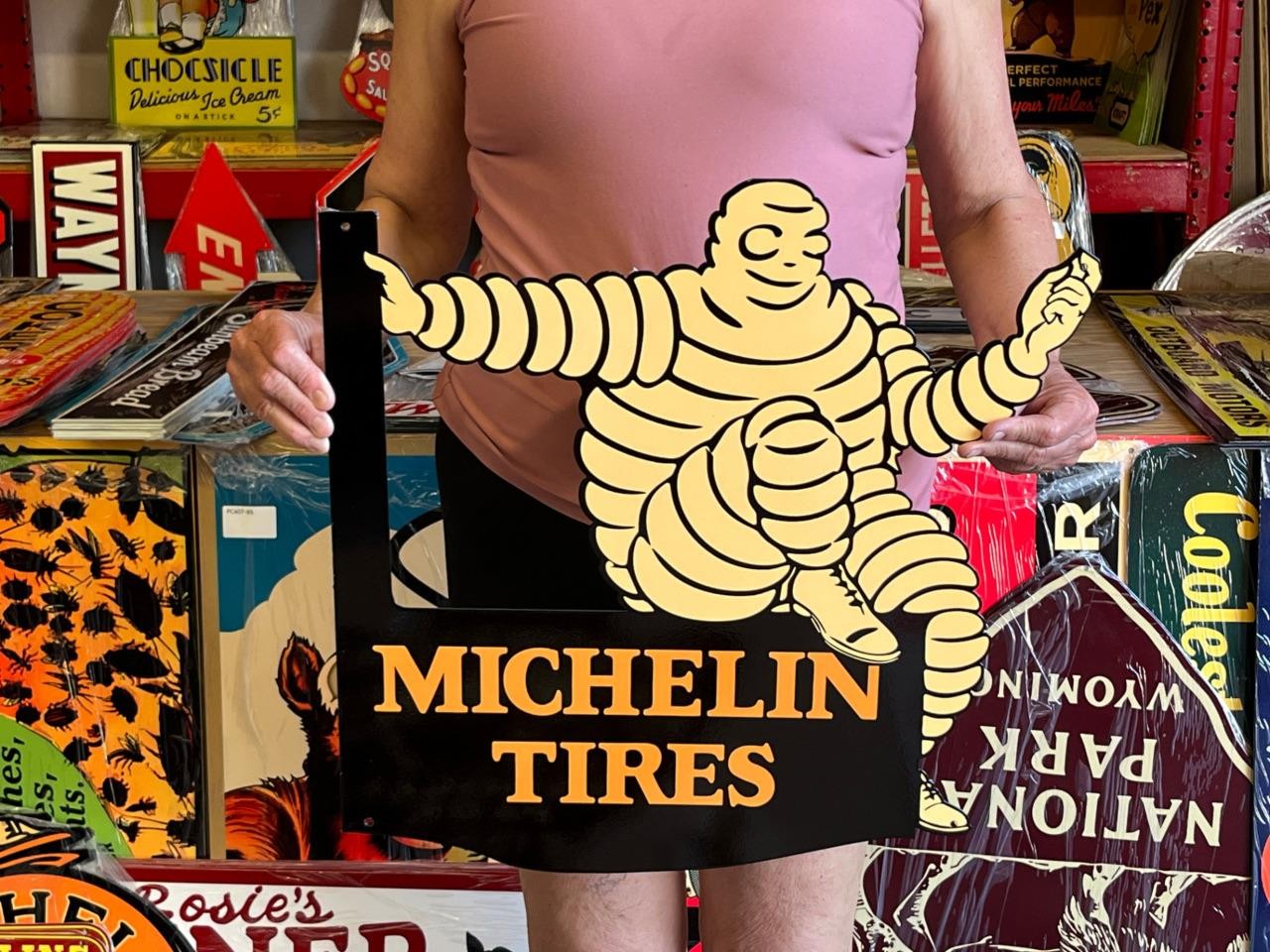 Vintage Style Metal Sign Michelin Tires Man NOT Porcelain 20×20 Made USA