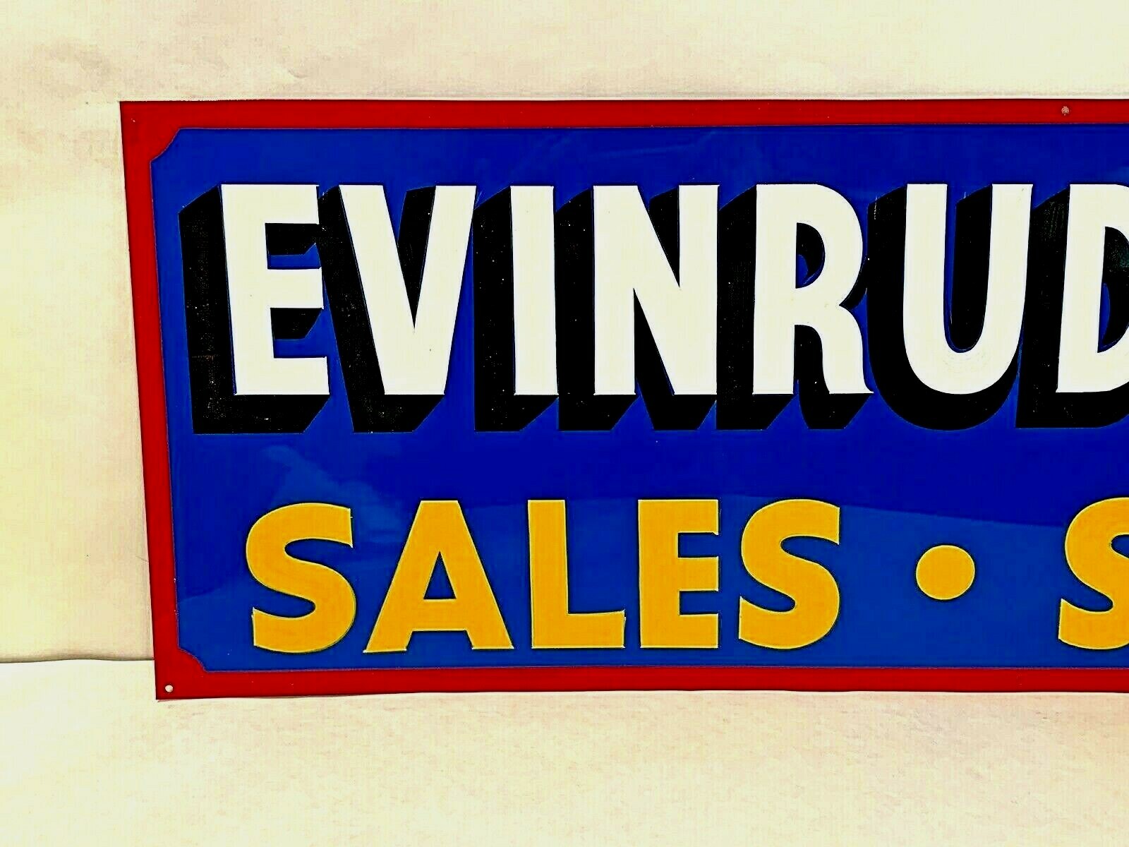 36” Vintage Hand Painted Evinrude Boat Parts Service Shop Sign Fishing Gas Oil