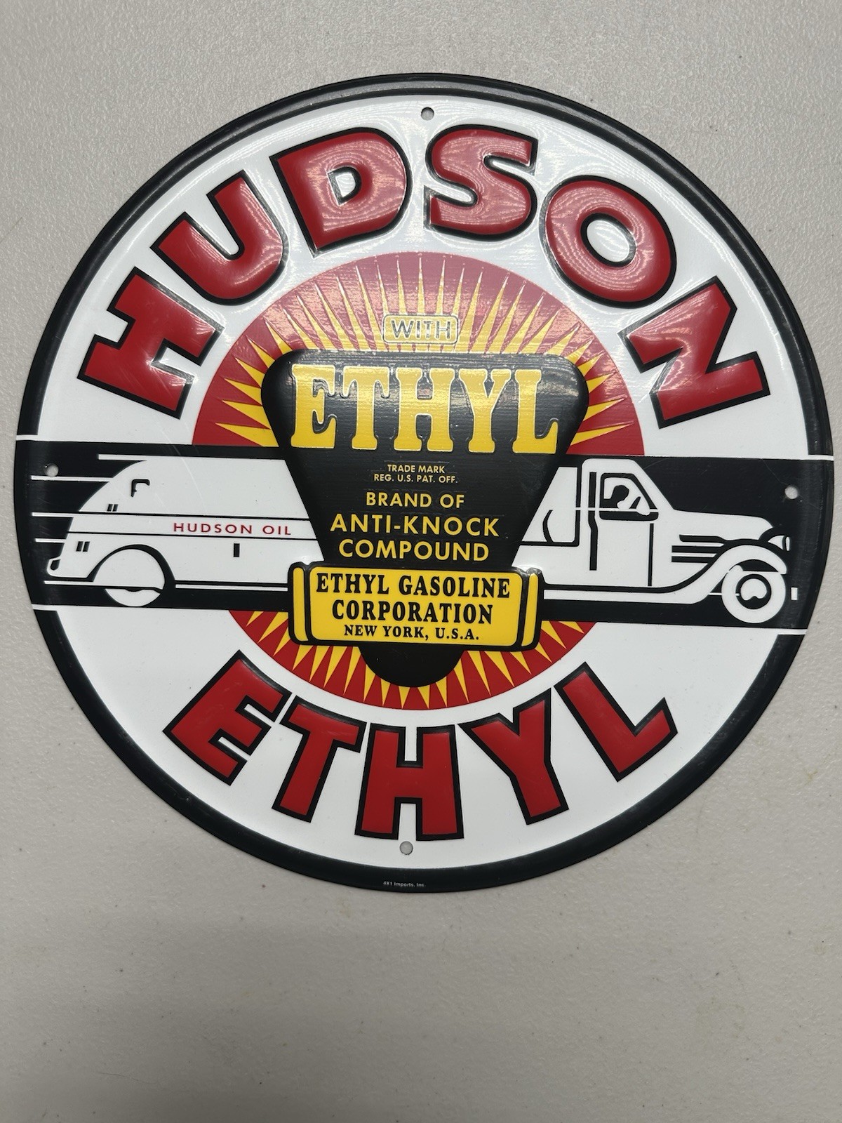 Hudson Ethyl Gasoline Corporation Metal Sign By 4×1 Imports