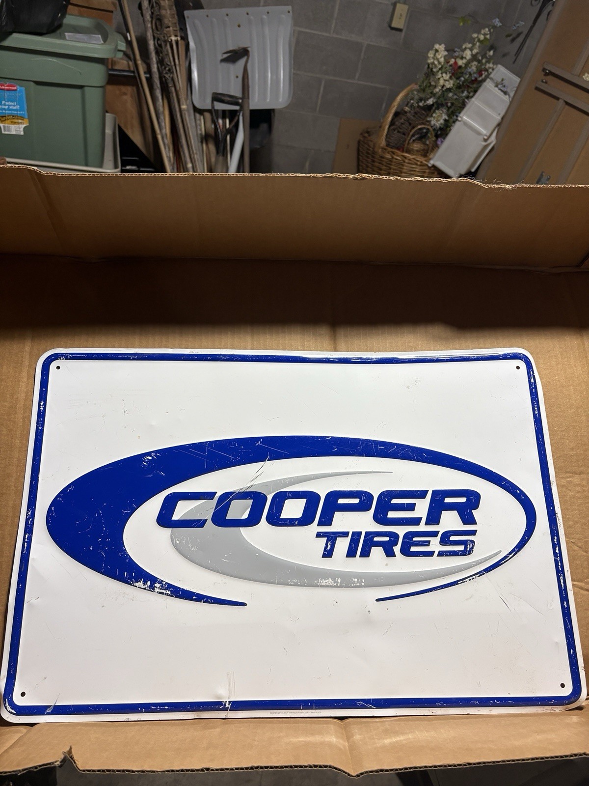 Vintage Cooper tires embossed metal sign Man Cave/ Garage Shop Advertise 2Ft L