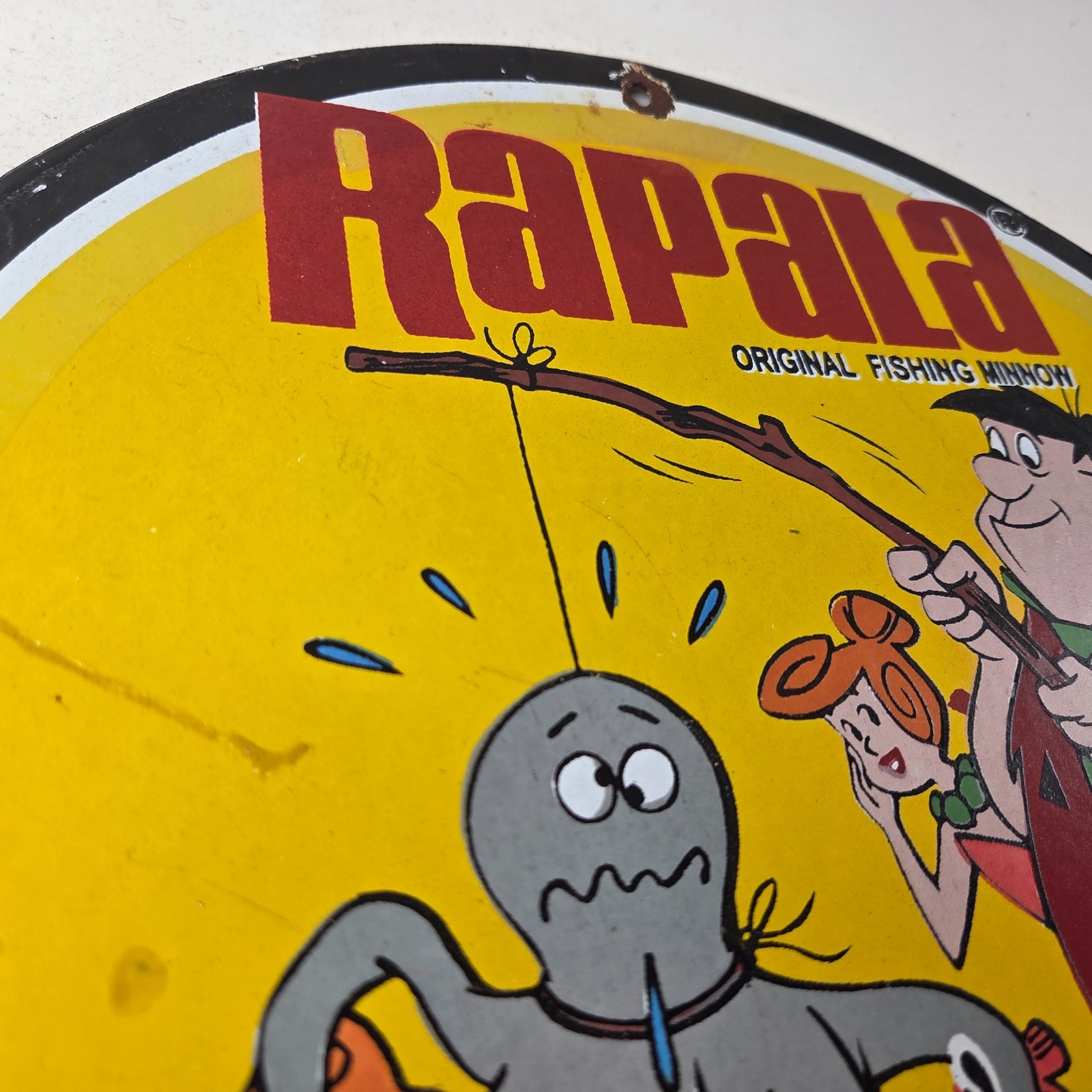 Vintage Rapala Fishing Lures Sign – Flintstones Porcelain Gas Pump Plate Sign