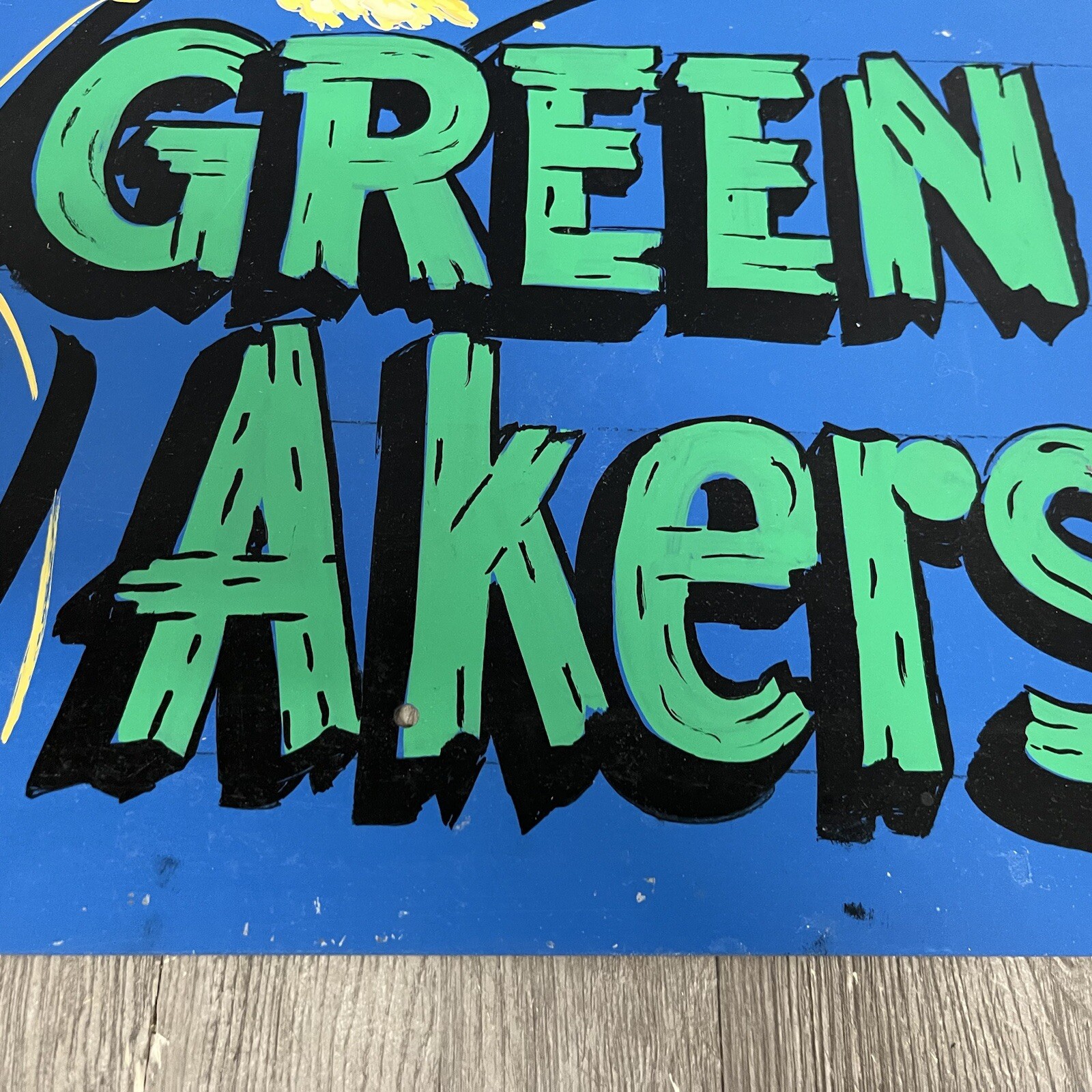 Vintage Green Akers (acres) Sign Hand Painted Folk Art Garden Greenhouse 16″x12″