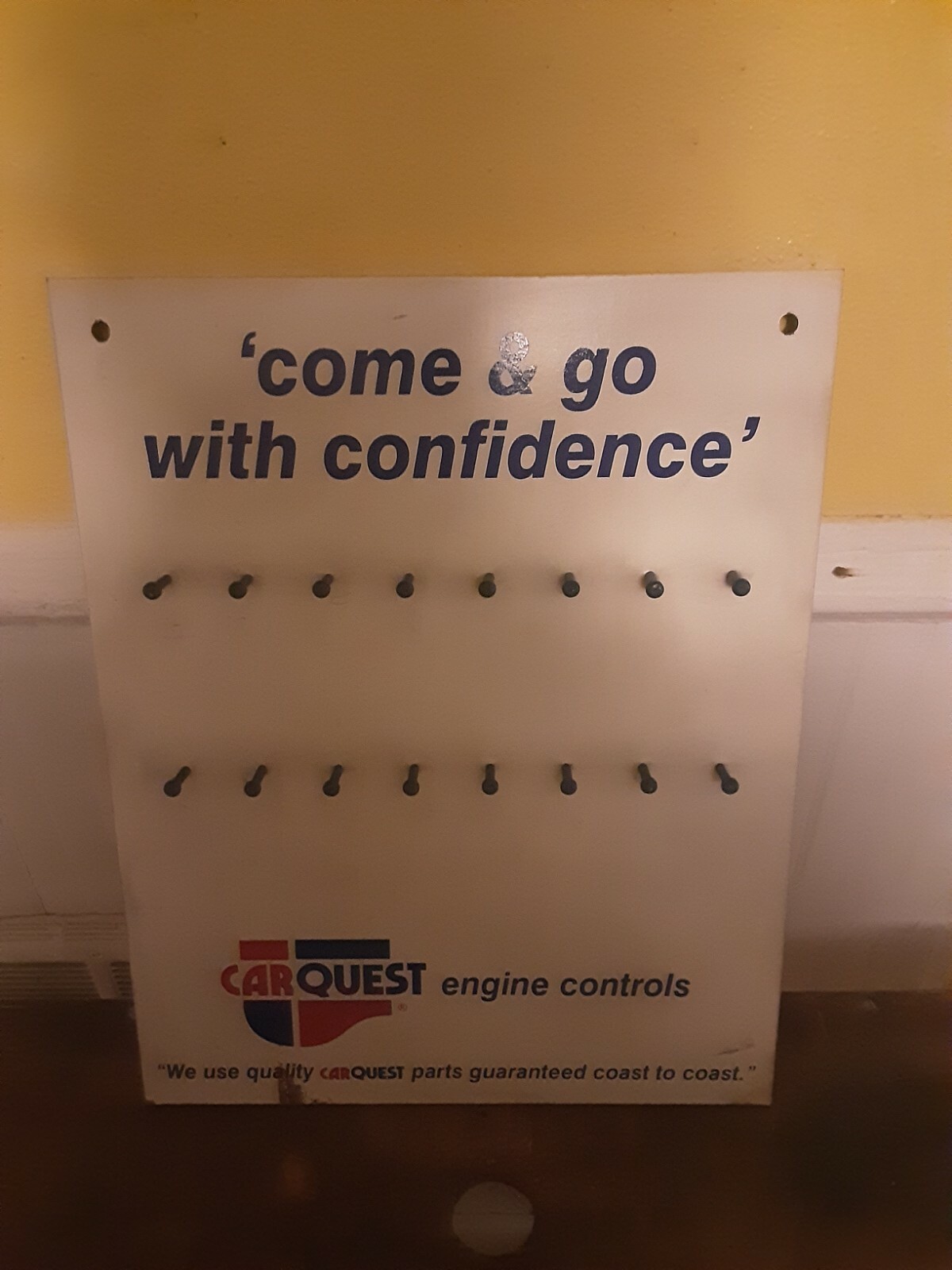 Vintage Masonite Carquest Advertising Sign/Keyholder