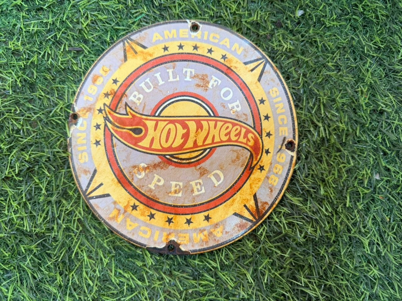 PORCELIAN HOT WHEEL ENAMEL SIGN SIZE 6X6 INCHES