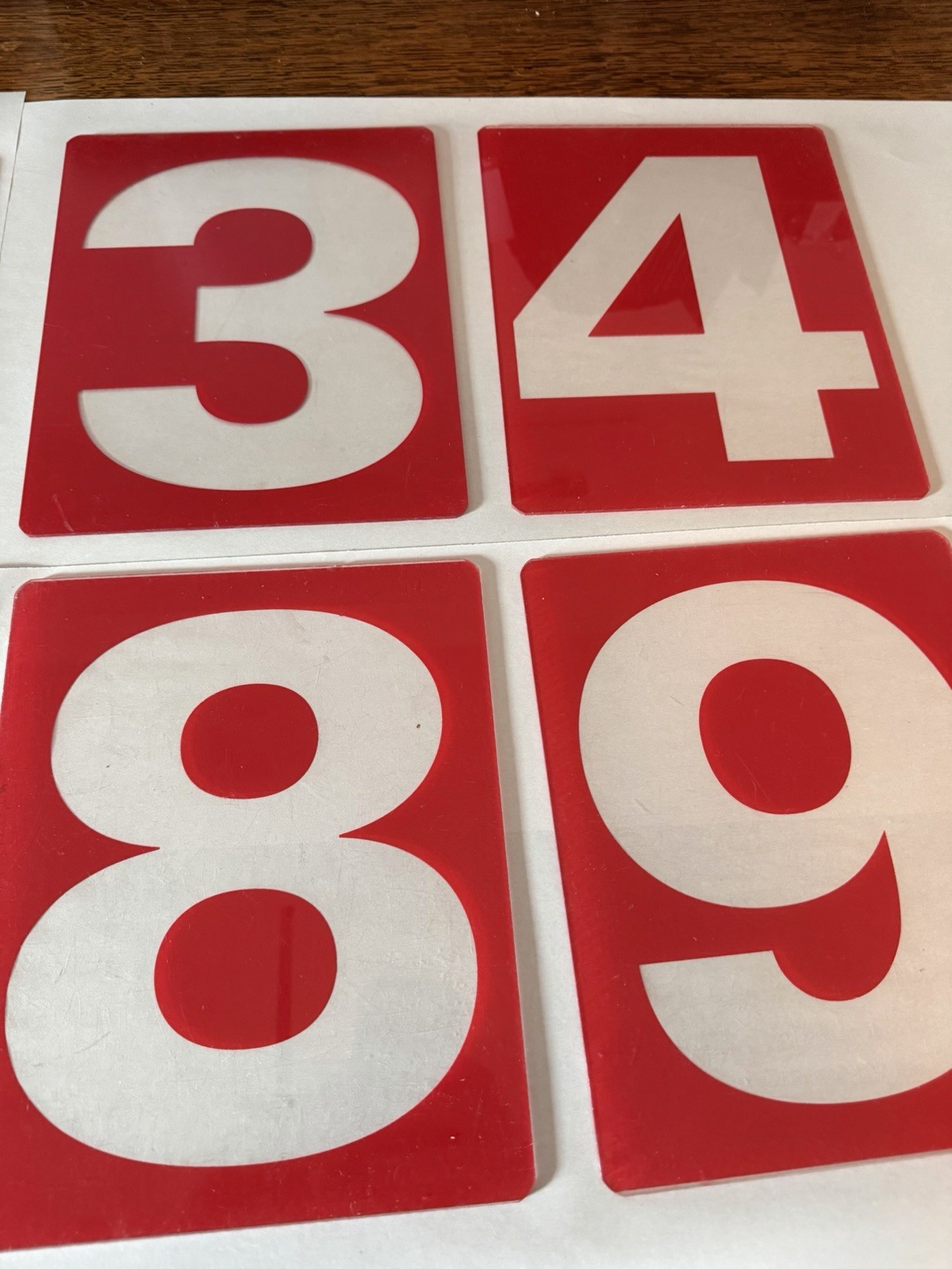 Gas Station Price Numbers 0-9 58 Piece Set Of 8” X 10” Red Clear Plexiglass