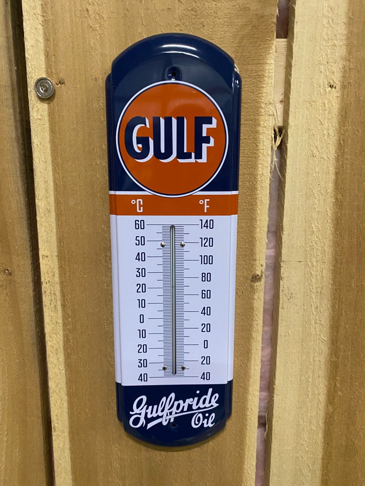 GULF Metal Thermometer Sign NEW MINT Gulfpride Oil GAS STATION