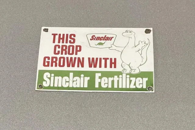 VINTAGE SINCLAIR DINOSAUR 12” PORCELAIN SIGN CAR GAS OIL TRUCK GASOLINE AUTO