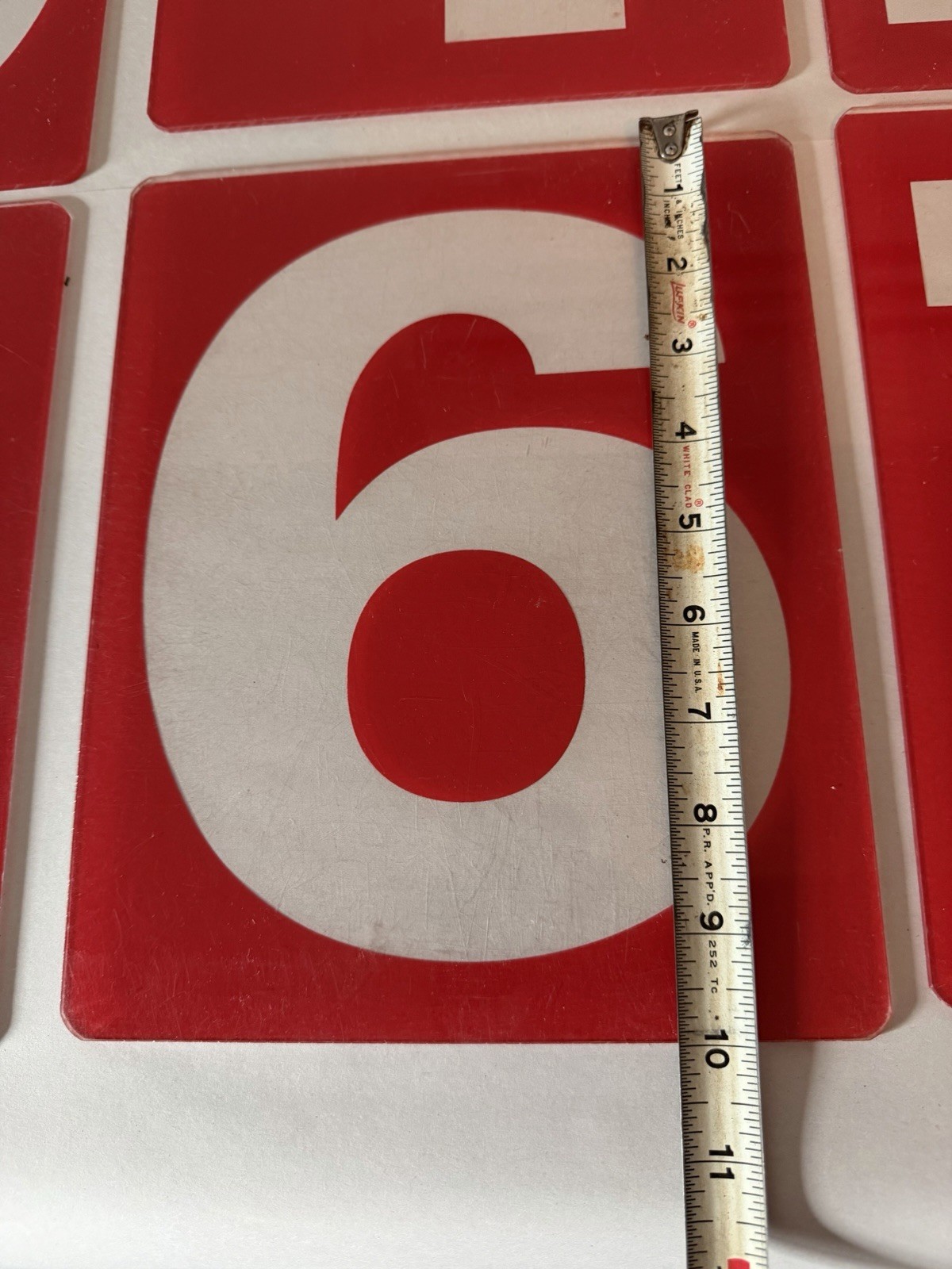 Gas Station Price Numbers 0-9 58 Piece Set Of 8” X 10” Red Clear Plexiglass