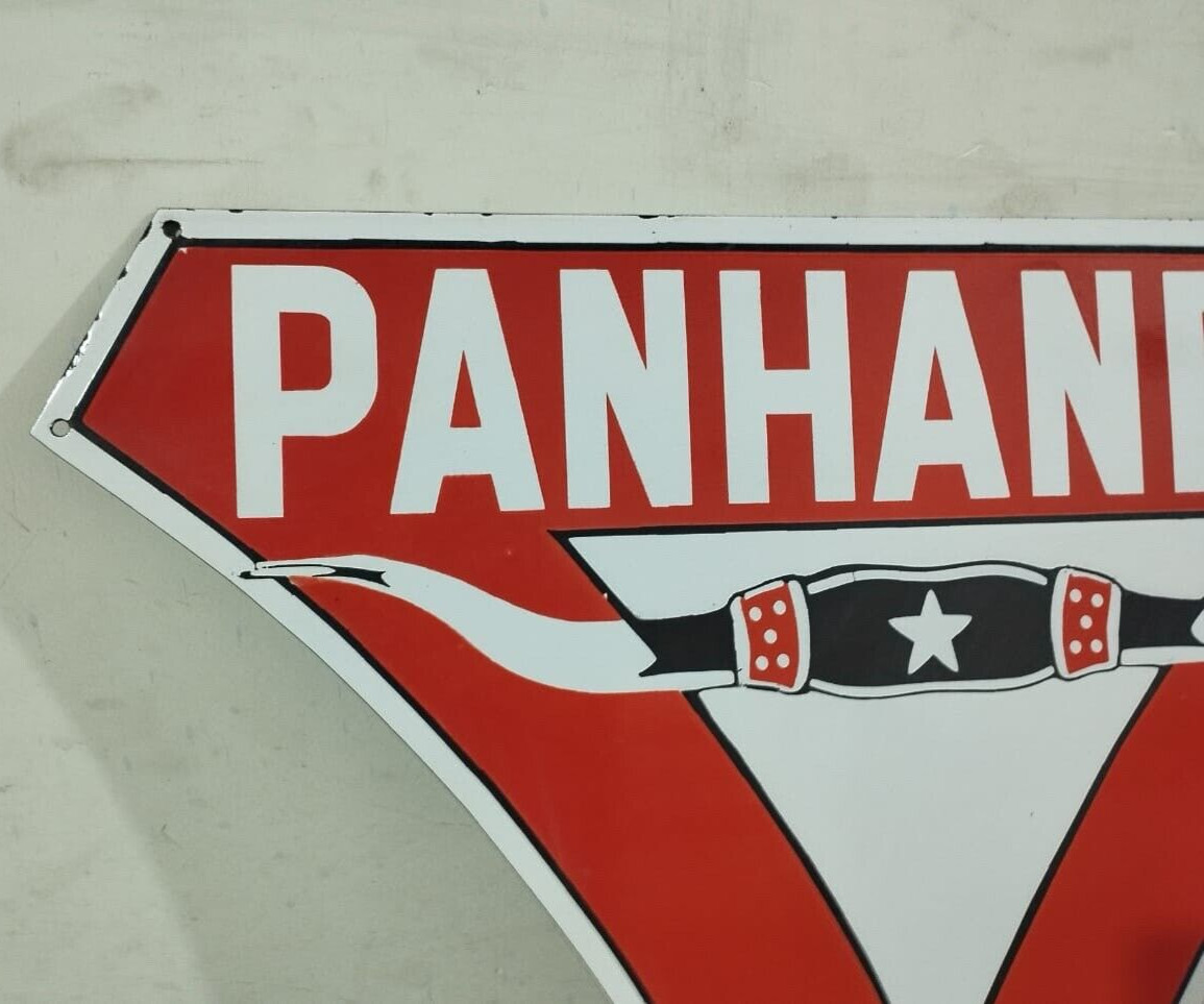 Vintage Panhandle Gas & Oil Porcelain Enamel Sign 42×30″.