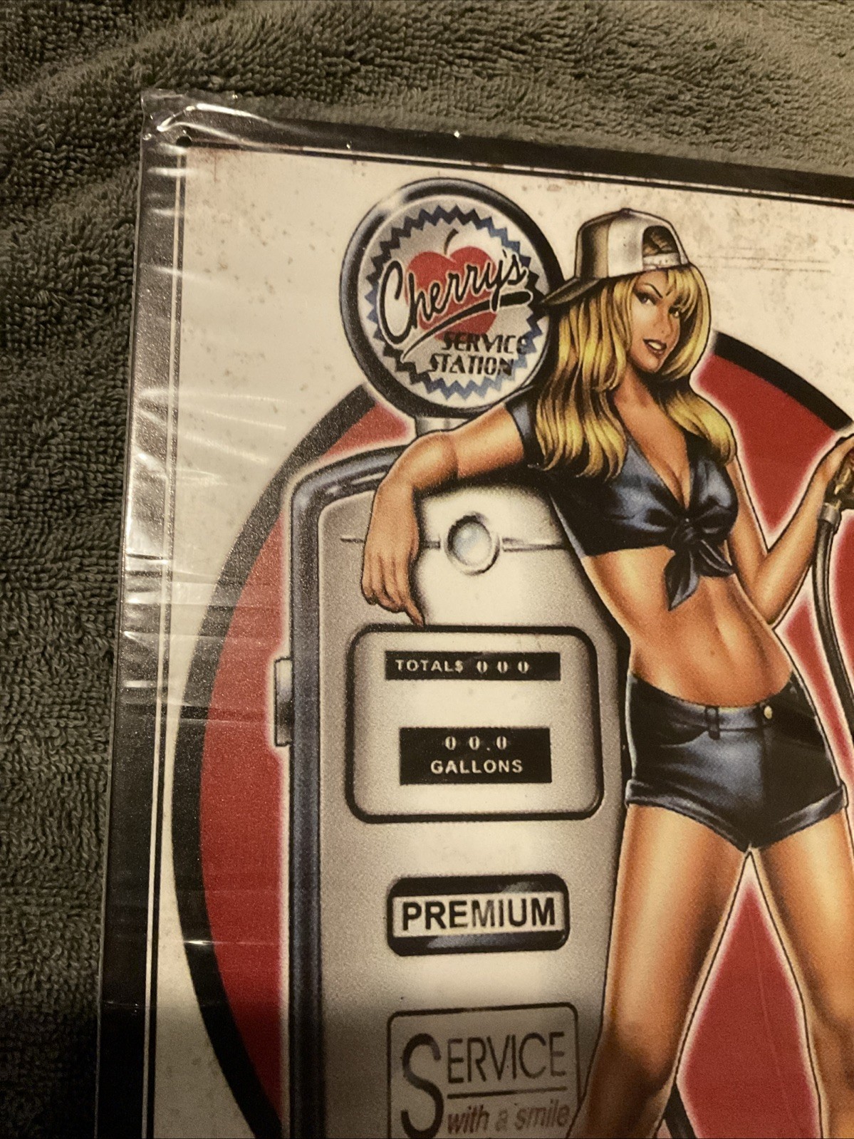 Filler Up Gas Girl Pump Pin Up Man Cave 8″X12″ TIN METAL SIGN