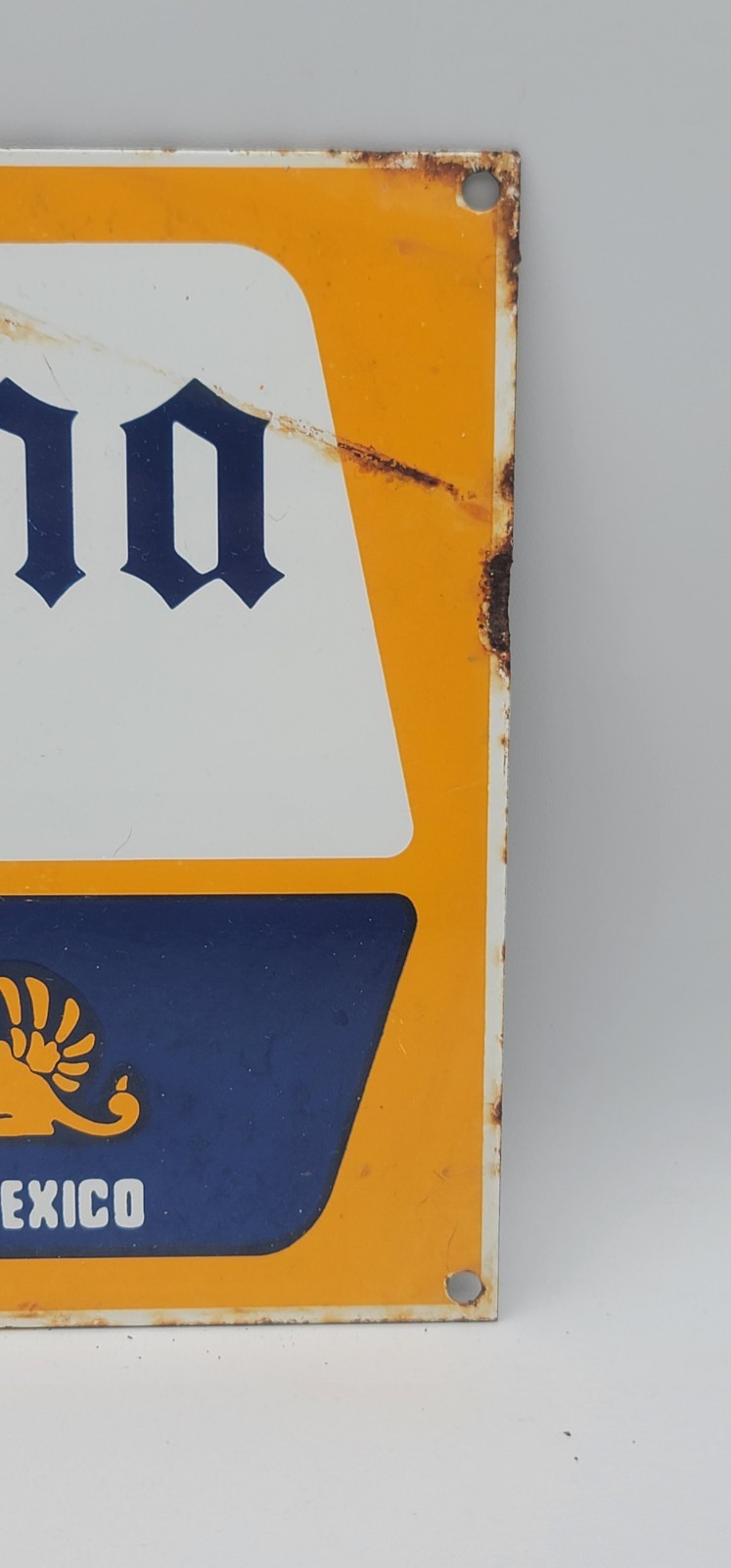 Vintage Corona Extra Beer Distressed Weathered Porcelain Enameled Metal Sign