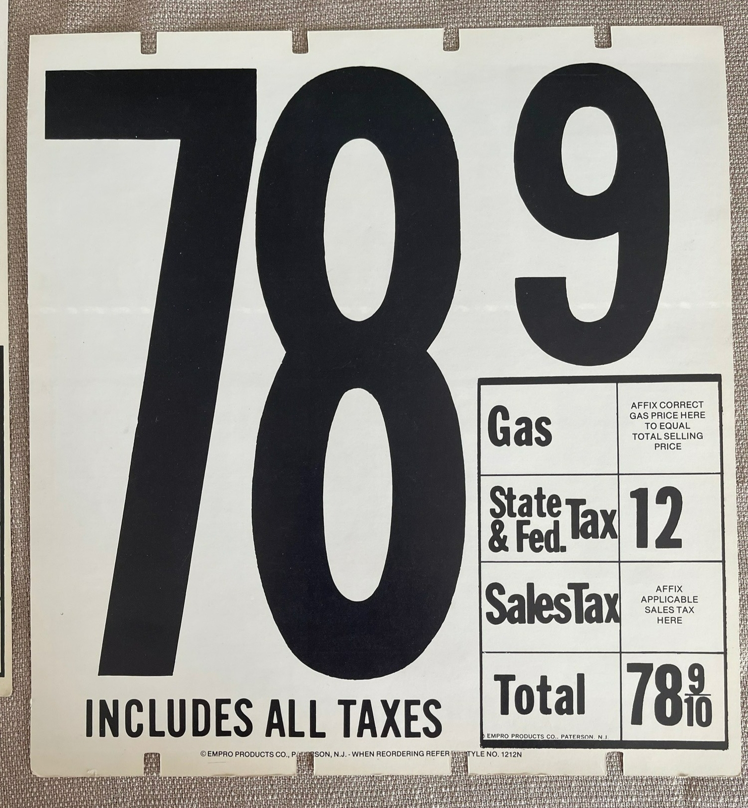 Vintage Gas Price Signs, Empro Products, Flip Placards, Excellent Condition RARE