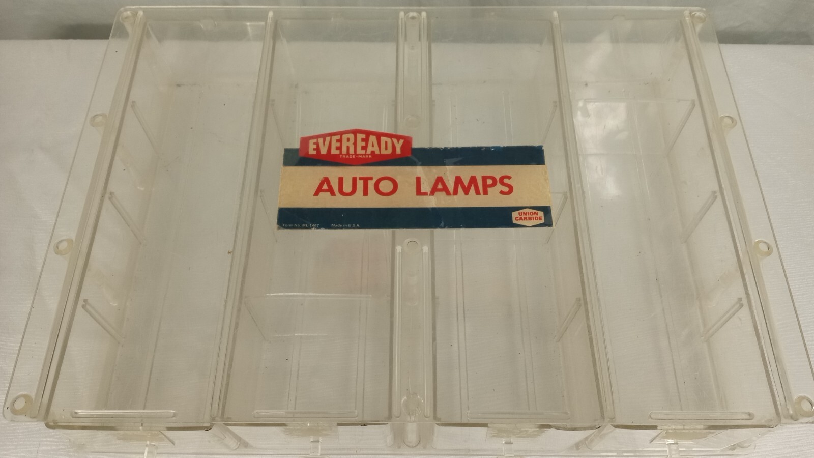 Vintage Eveready Auto Bulb Cabinet 16×11″ Made in USA Clear