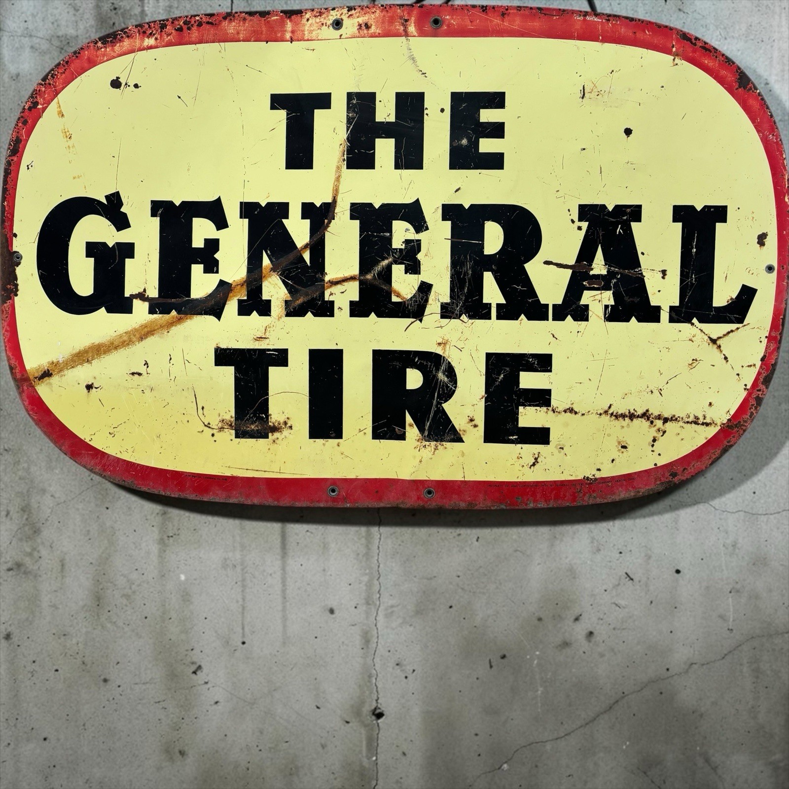 Vintage The General Tire Dealer Metal Sign Auto Car Oil Gas Station Advertising
