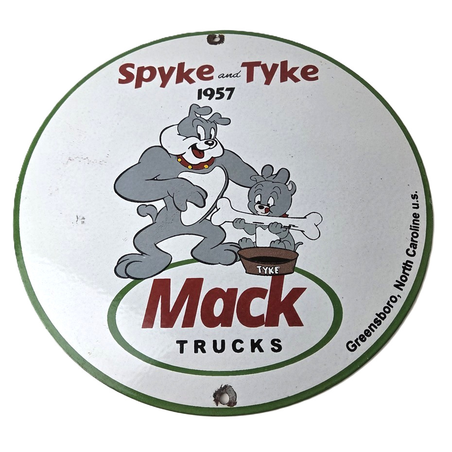 Vintage Mack Trucks Sign – Diesel Bulldogs Auto Gas Pump Porcelain Ad Sign