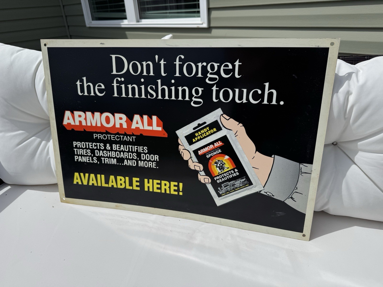 Vintage 1980s Armor All Sign Automobile Advertising Car Speed Shop Gas Oil
