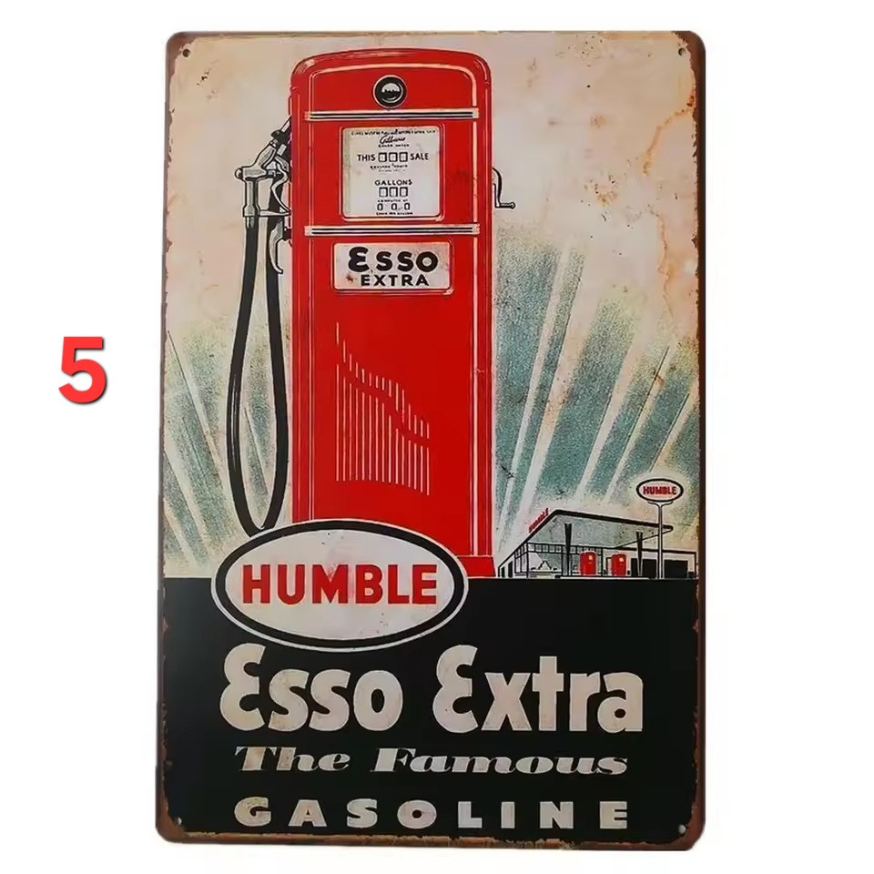 Vintage-Style Motor Oil Gas Signs – Esso STP Iron Painting Plaques Decor 20×30cm