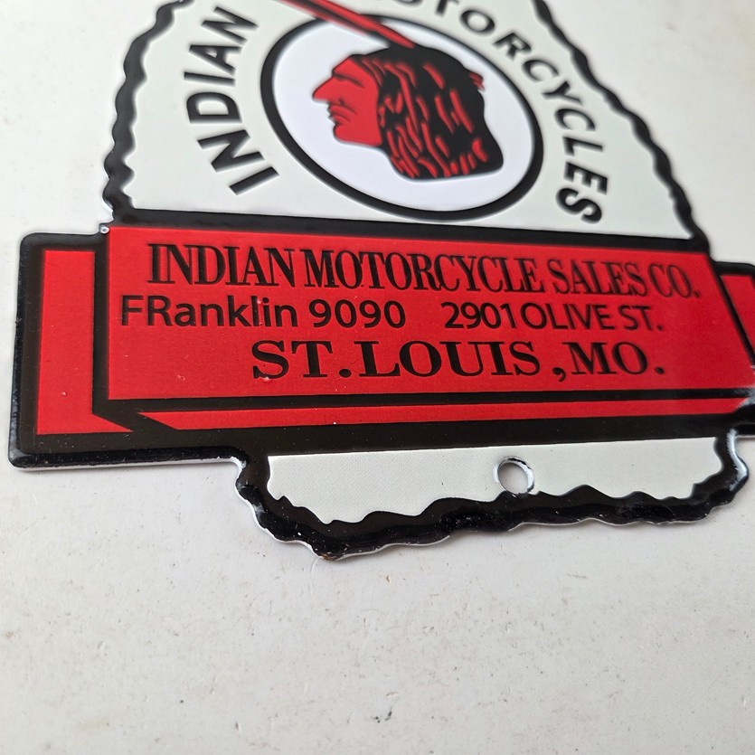 Vintage Indian Motorcycles Sign – Arrow Head Porcelain Gas Pump Sales Sign
