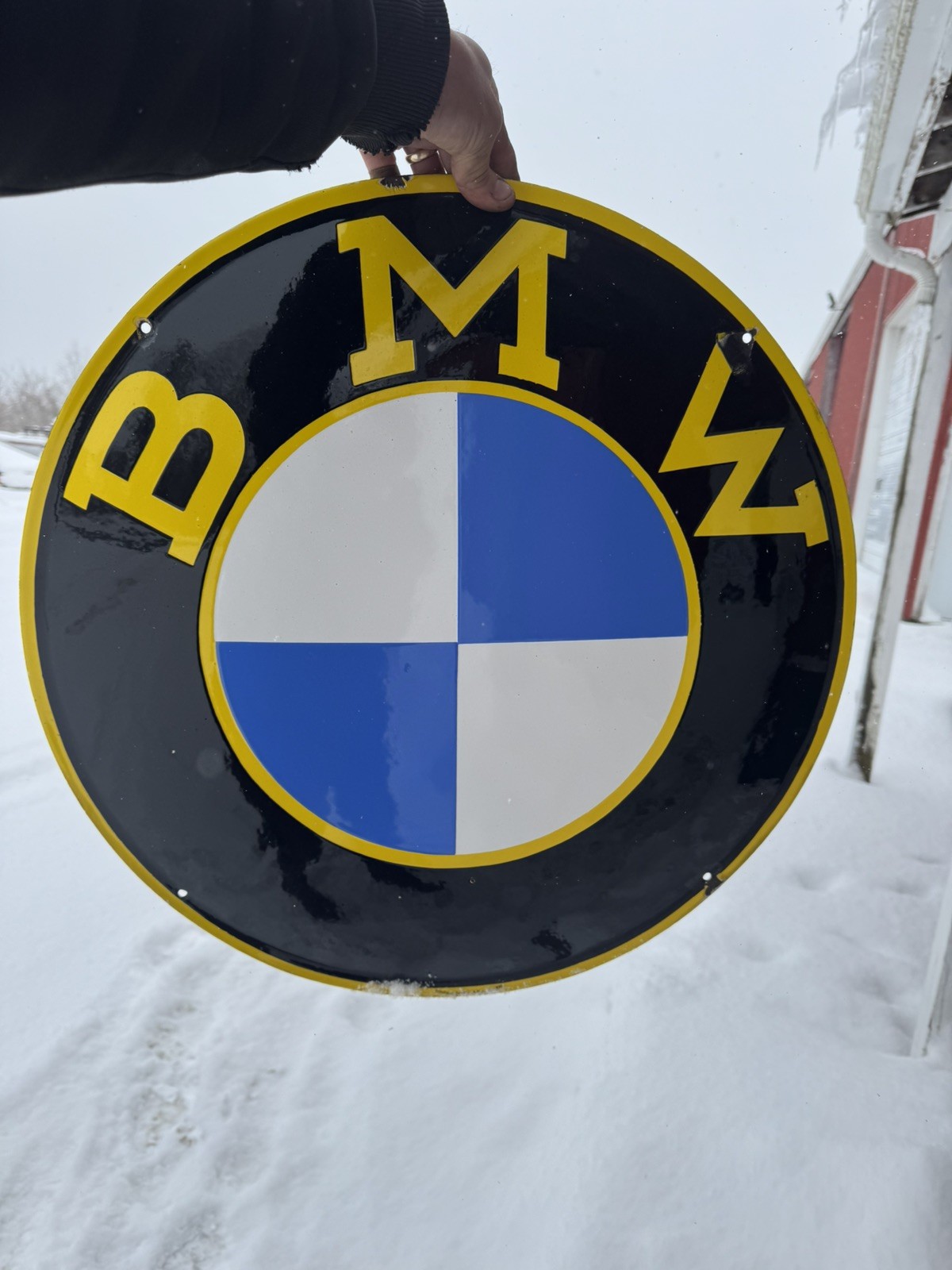 Original BMW Motorcycle Dealership Porcelain Sign Convex TAC Authenticated