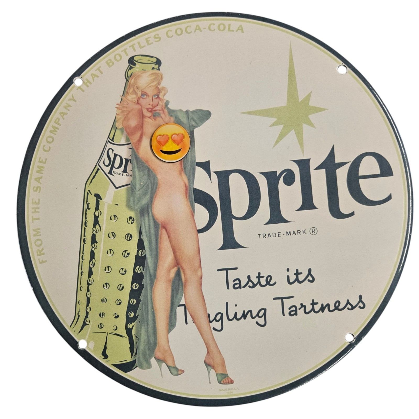 VINTAGE PORCELAIN SPRITE SODA GAS & OIL STATION PUMP PLATE GARAGE MAN CAVE SIGN