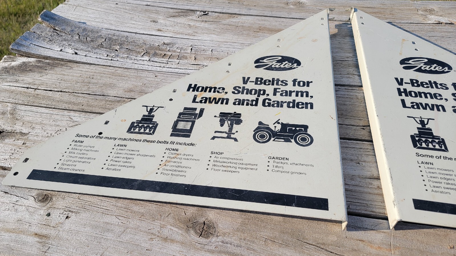 Vintage Gates V Belt Display Home Shop Farm Lawn Garden Double Sided Sign