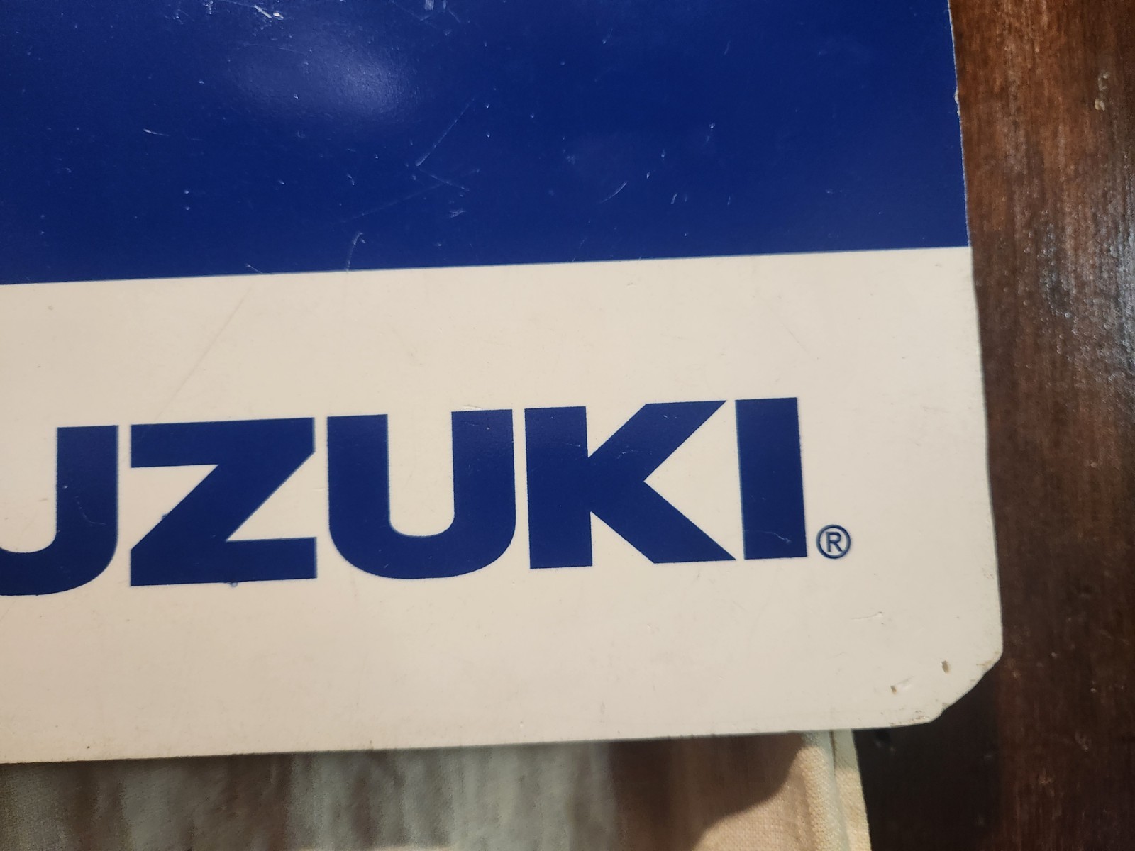 VINTAGE ORIGINAL SUZUKI DEALERSHIP FACTORY SERVICE SIGN THICK PLASTIC VERY NICE