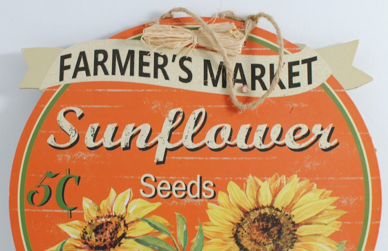Vintage Cardboard Sign WELCOME Farmer’s Market Sunflower Seeds 5 Cents