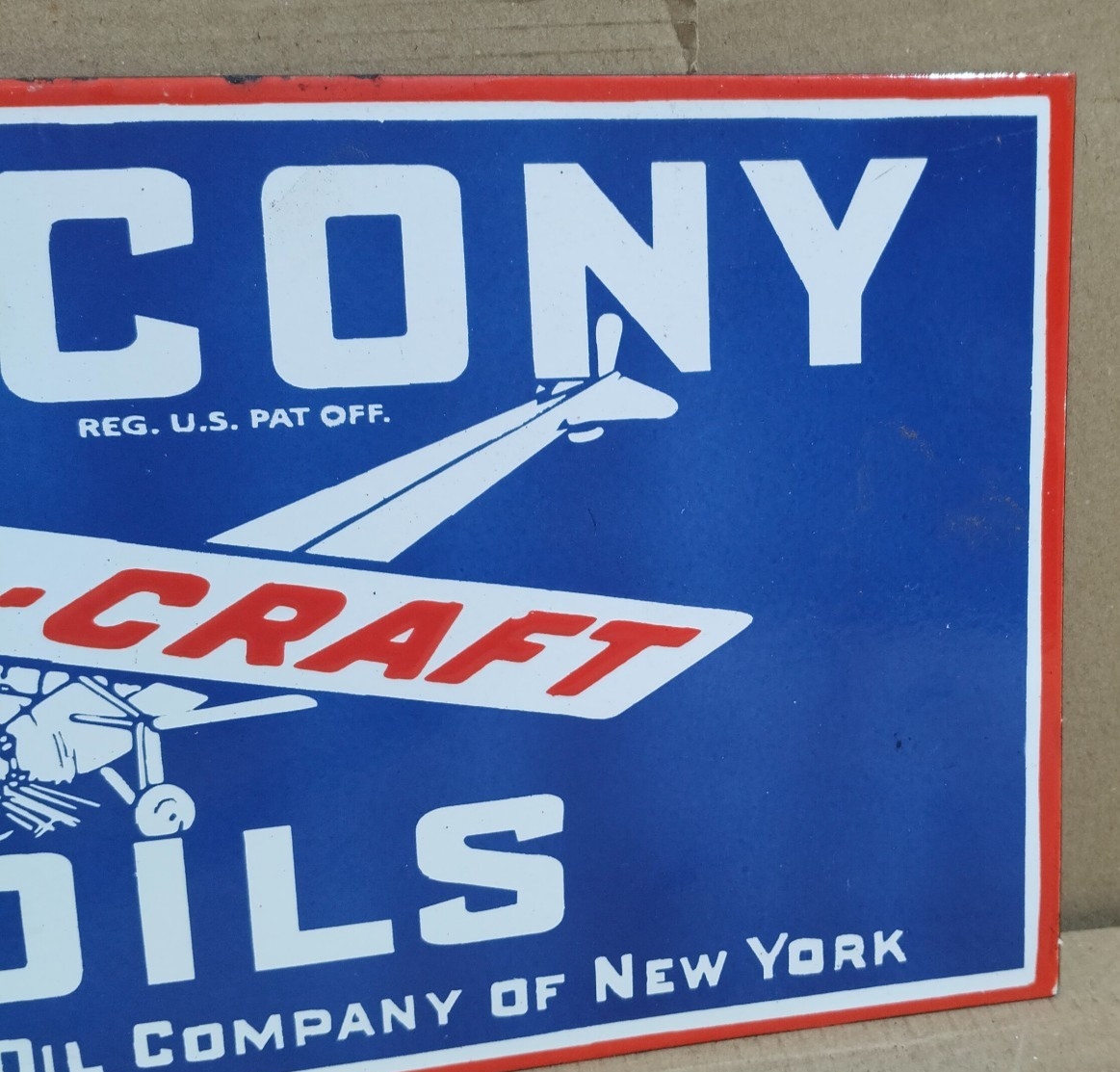 Socony Air-Craft Oils Porcelain Enamel Sign 18 x 10 Inches 2 Sided