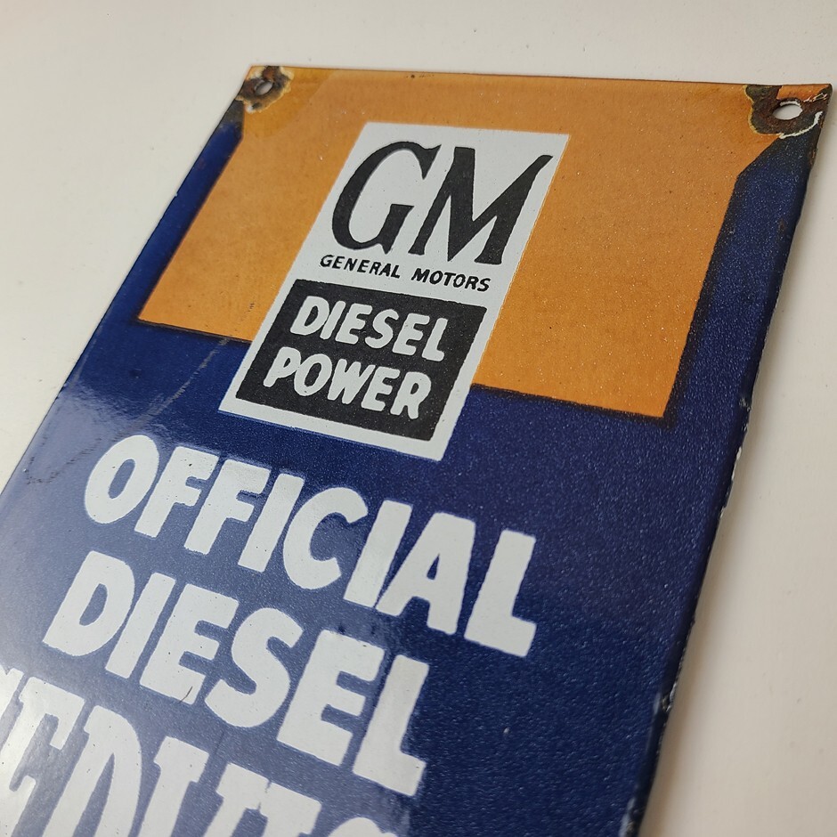 Vintage General Motors Sign – GM Automobiles Trucks Gas Diesel Porcelain Sign
