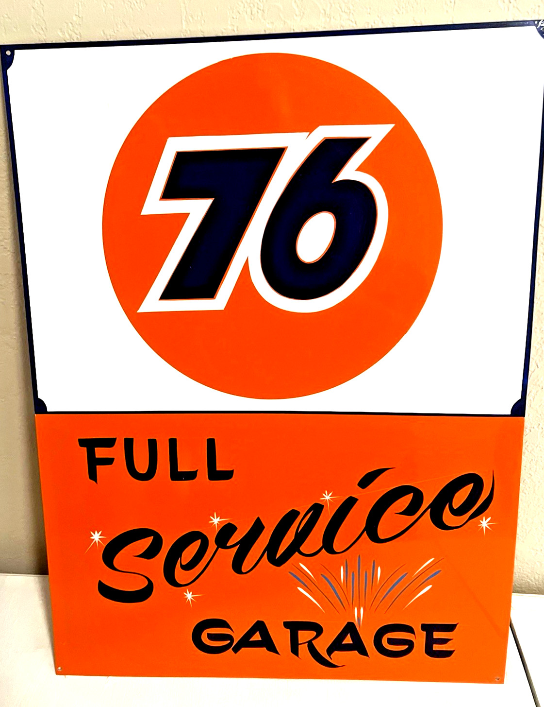 Lg. PAINTED SIGN Vintage Style Union 76 Gas Station HOTROD Shop Service Garage