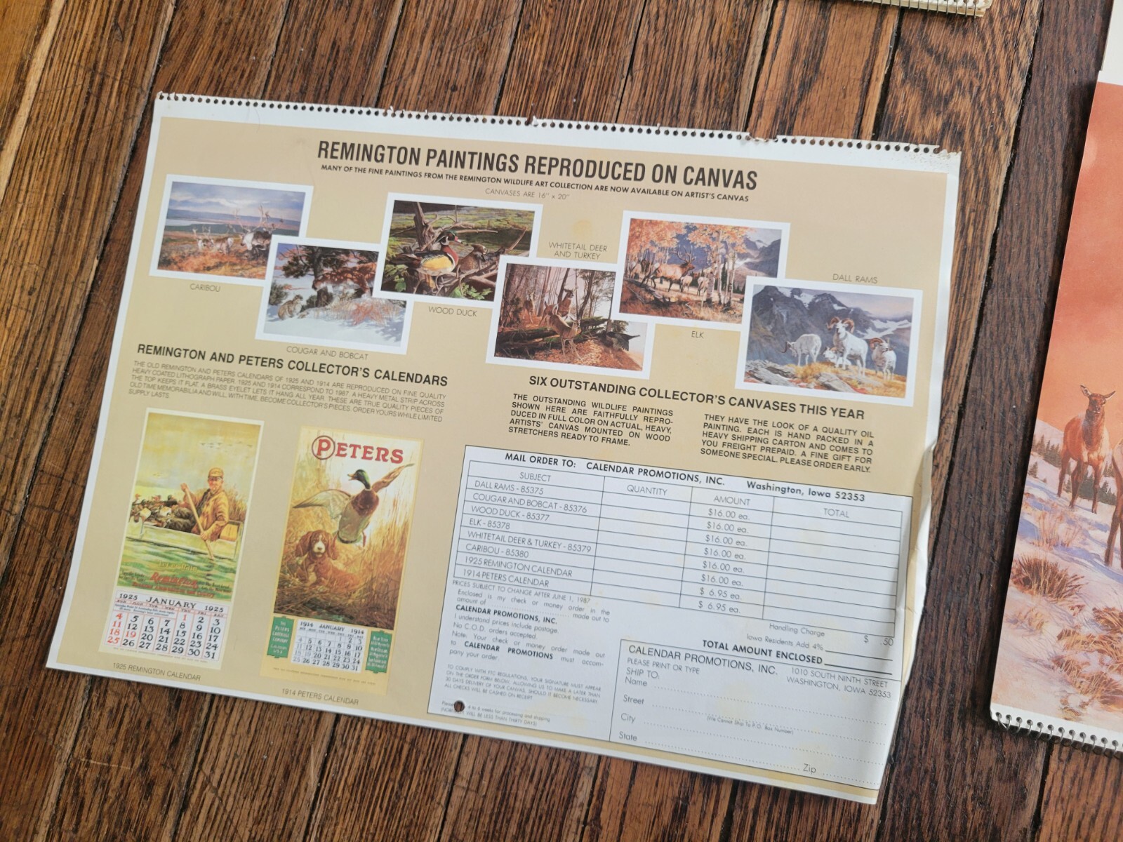 Vintage REMINGTON calendar lot RIFLE target deer moose bear hunting sign