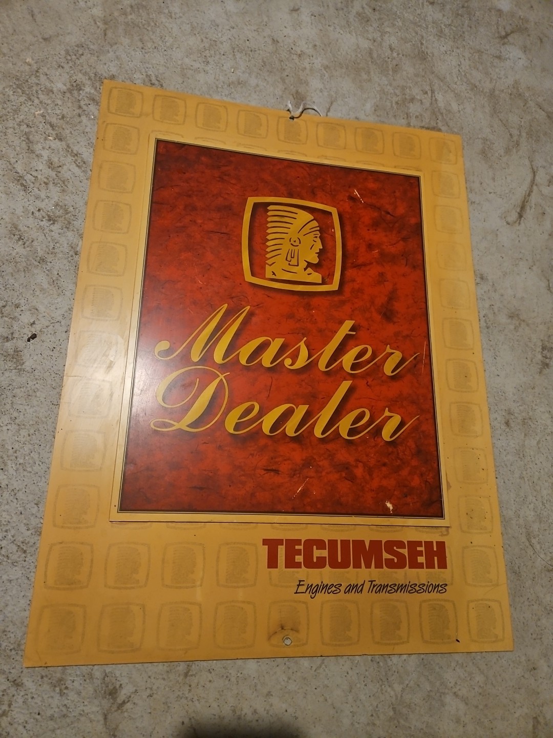 Vintage Tecumseh Engines And Transmission Master Dealer Sign 18″ X 24″ Not Metal