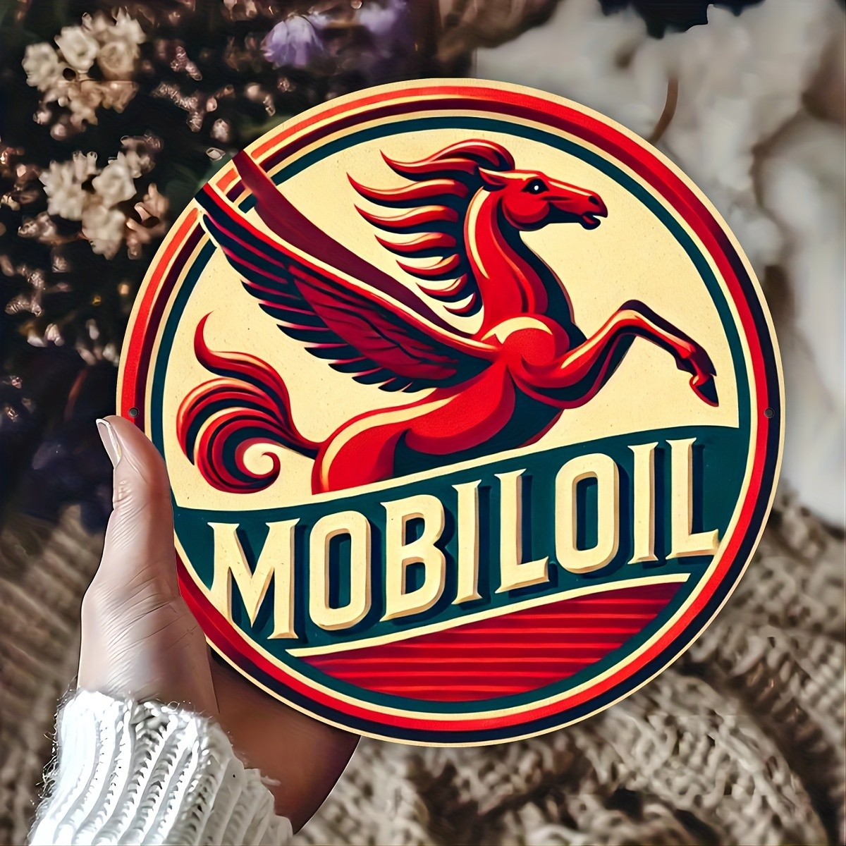 1pc 8 X 8inch (20 X 20cm) Vintage Mobil Oil Pegasus Tin Metal Signs for Man Cave