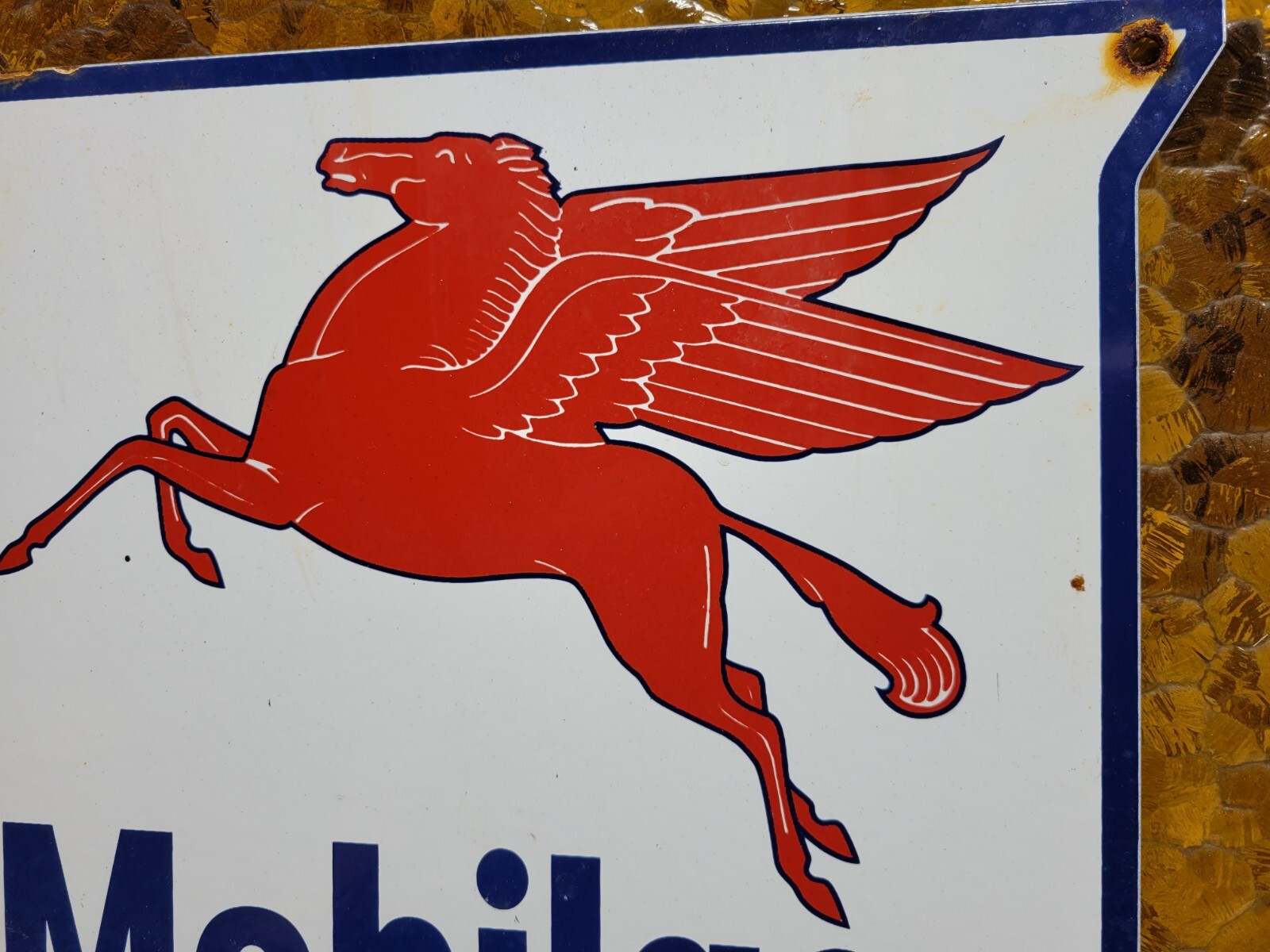 VINTAGE MOBIL PORCELAIN SIGN OLD MOBILGAS GAS STATION PUMP PLATE SHIELD PEGASUS