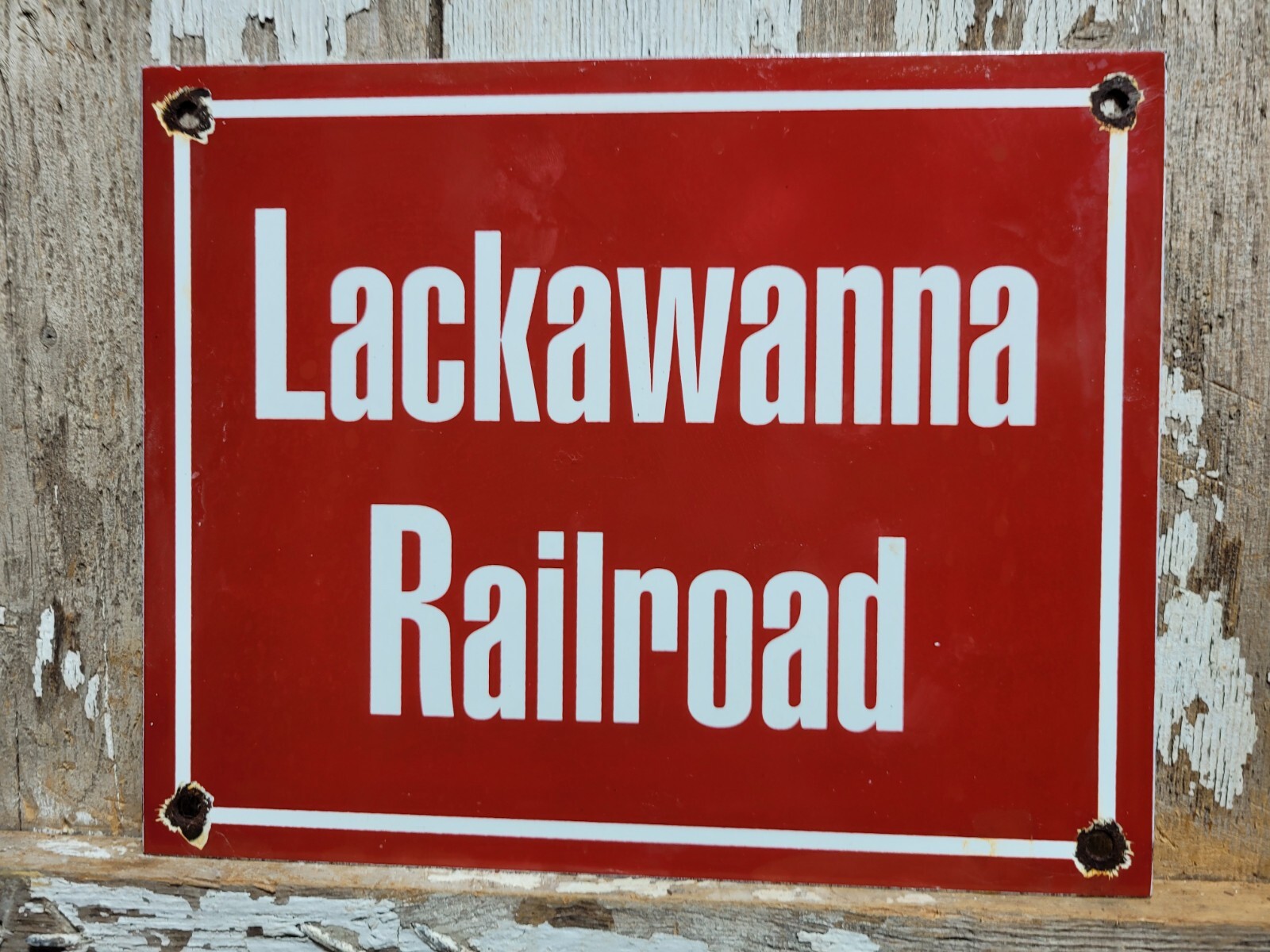 VINTAGE LACKAWANNA RAILROAD PORCELAIN SIGN PENNSYLVANIA RAILWAY TRAIN TRACK RAIL