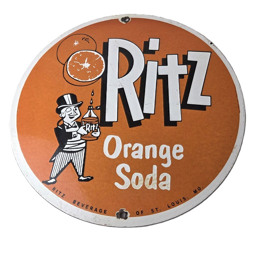 Vintage Orange Soda Sign – Ritz Drink Carbonated Porcelain Gas Oil Pump Sign