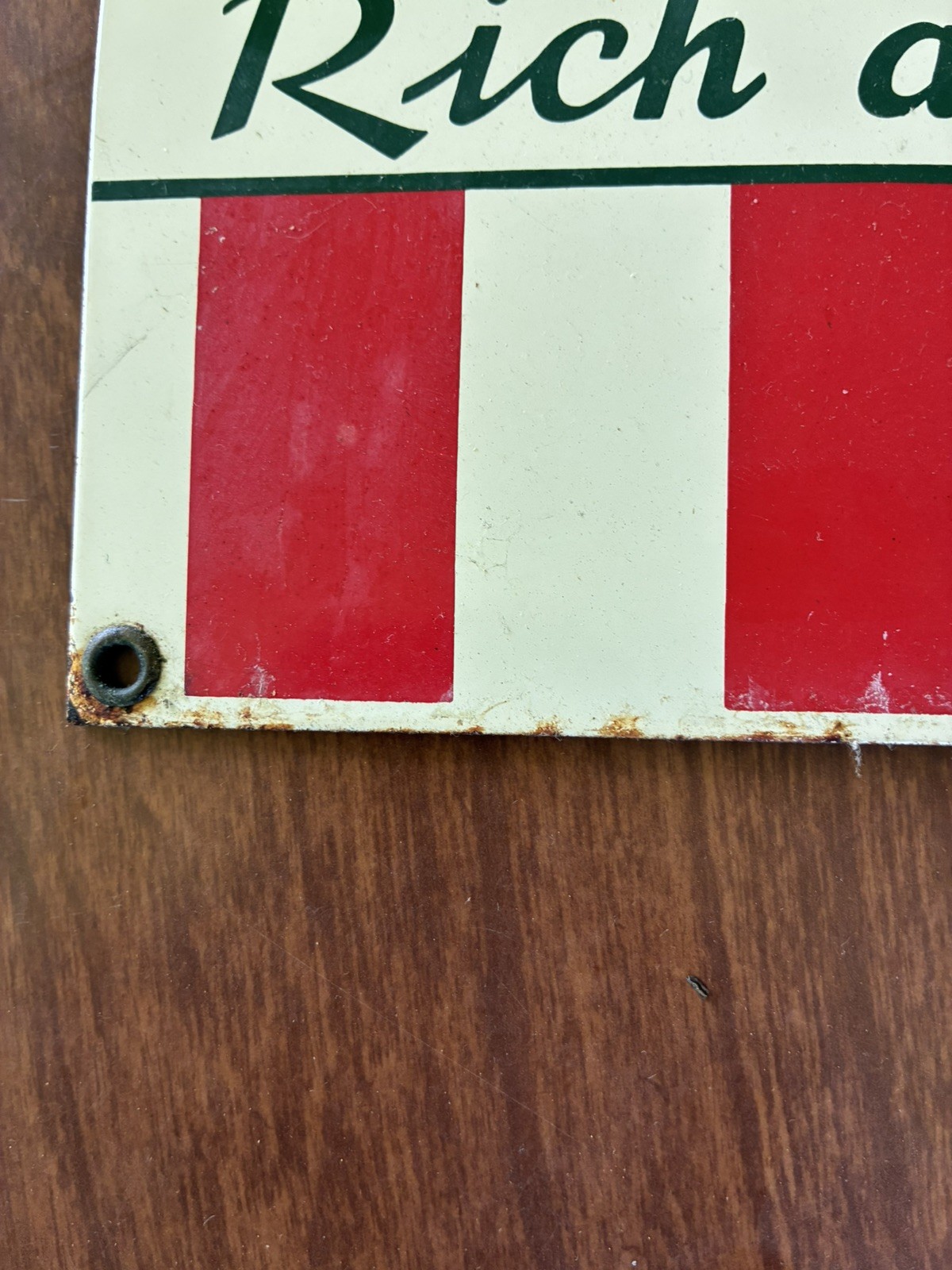 VINTAGE RED ROSE ICE CREAM PORCELAIN SIGN DAIRY QUEEN COW FARM GAS STATION
