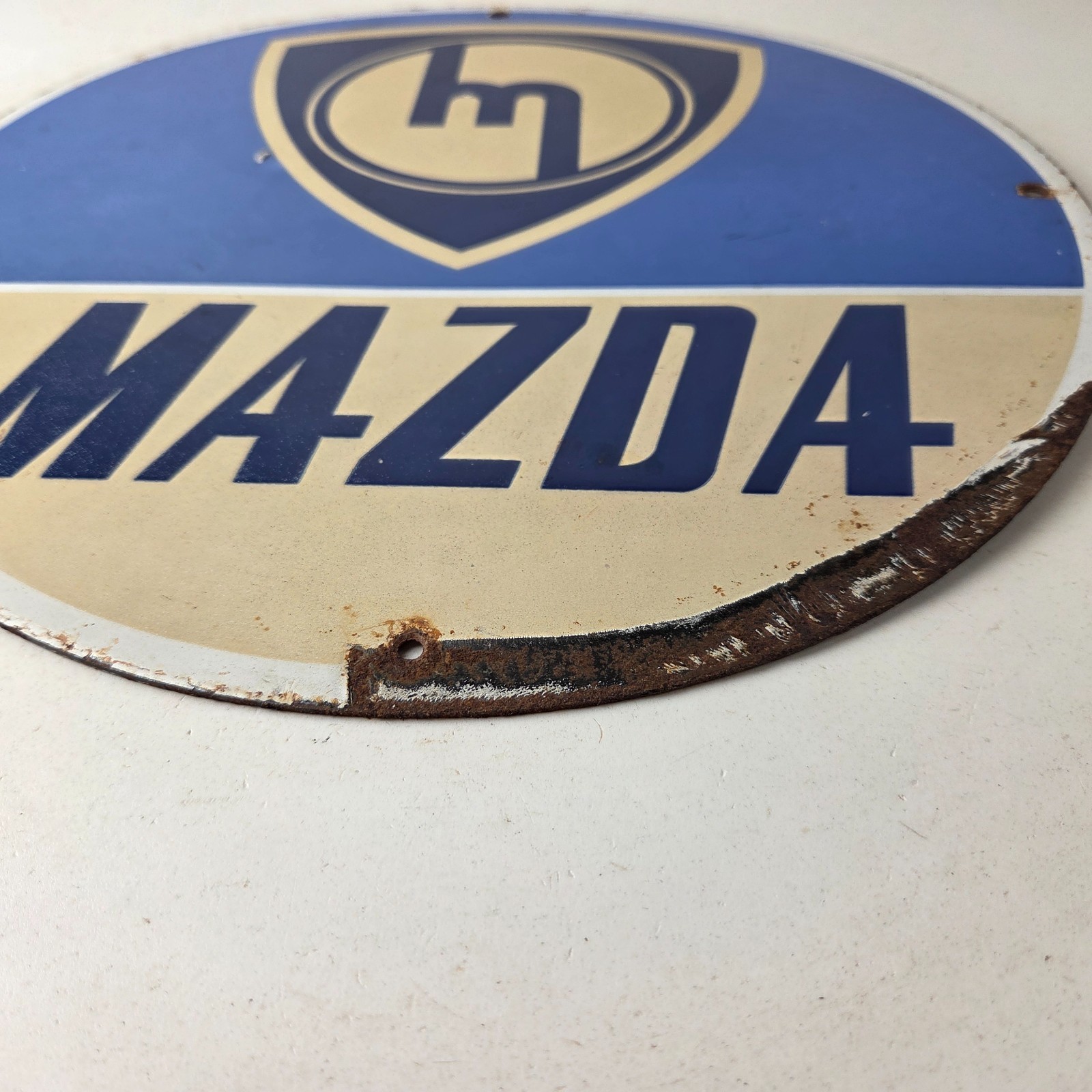 Vintage Mazda Porcelain Sign – Automobiles Mechanic Repair Shop Gas Pump Sign