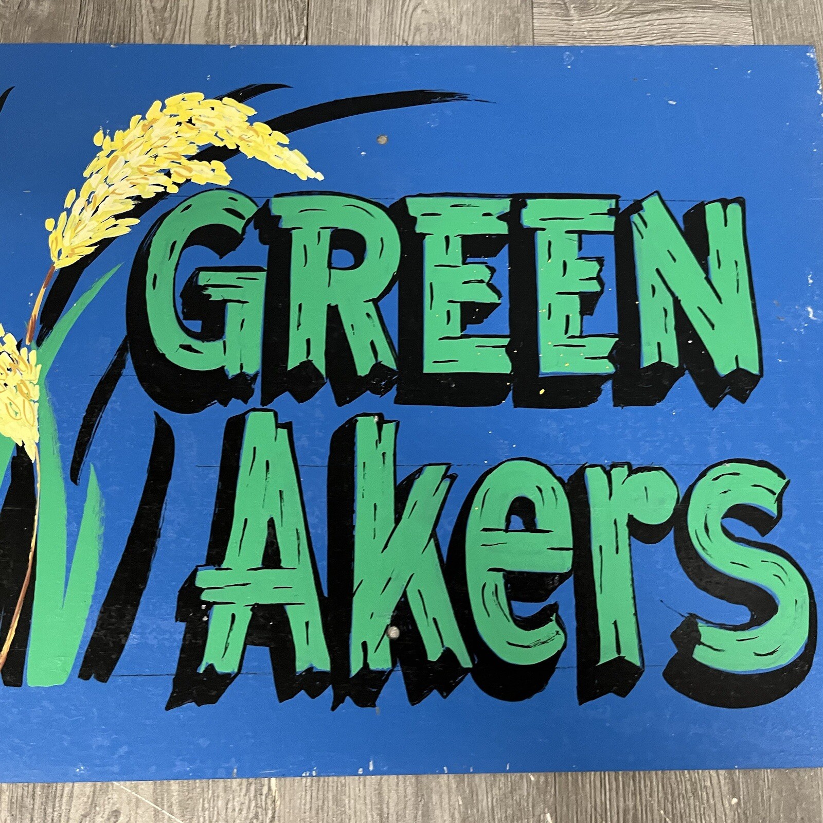 Vintage Green Akers (acres) Sign Hand Painted Folk Art Garden Greenhouse 16″x12″