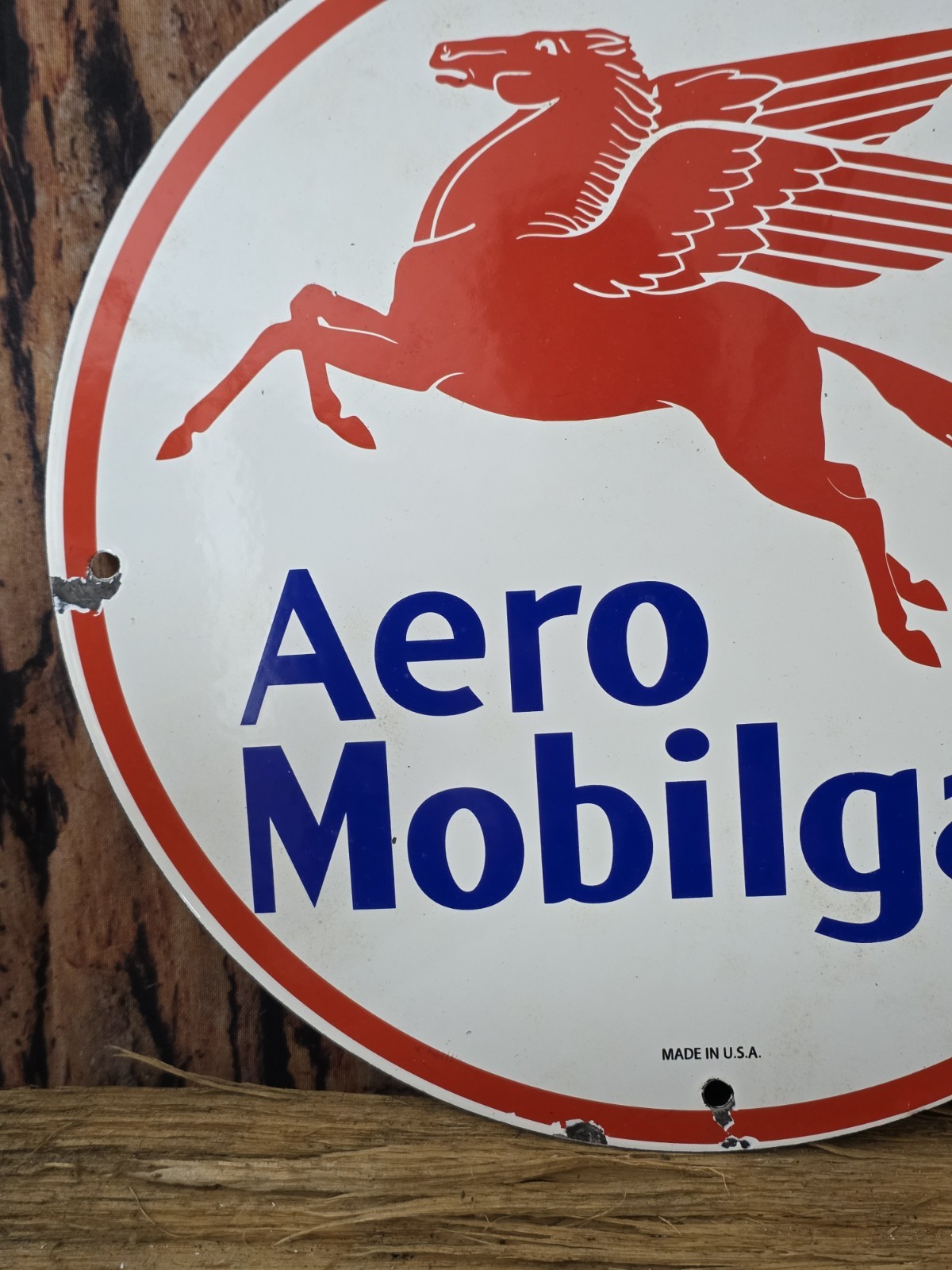 VINTAGE AERO MOBILGAS PORCELAIN SIGN 12″