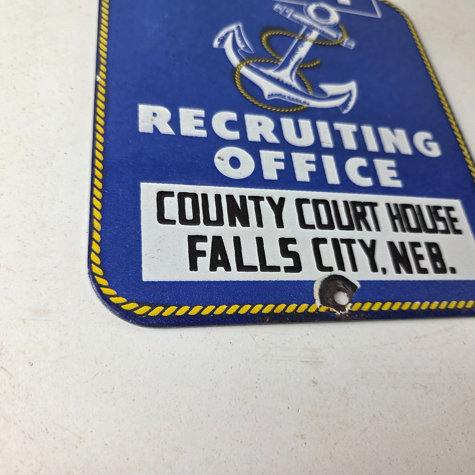 Vintage Navy Recruiting Office Sign – American Military Gas Pump Porcelain Sign