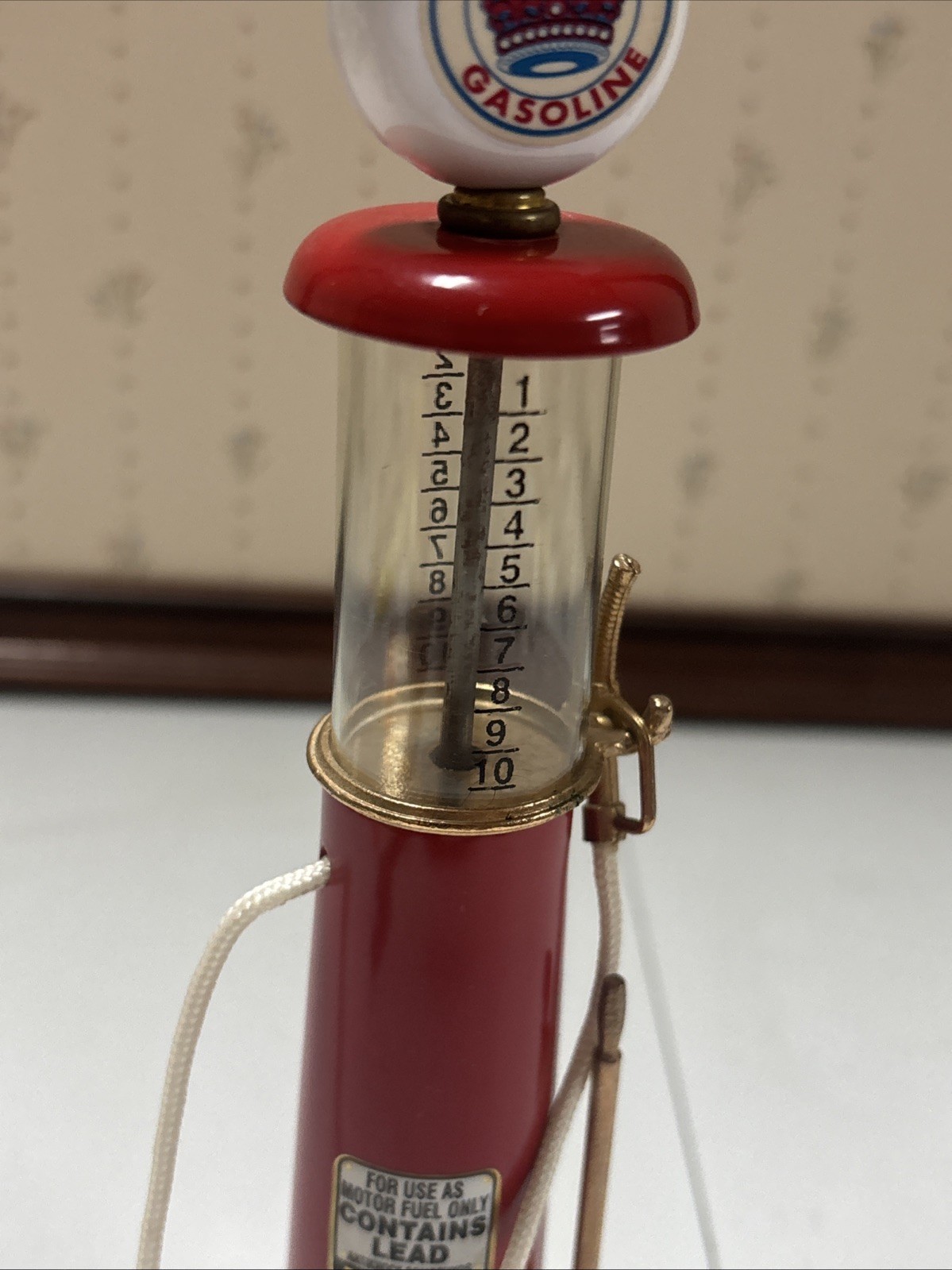 Vintage Red Crown Visible Gas Pump Miniature Replica Model, Made In The Usa