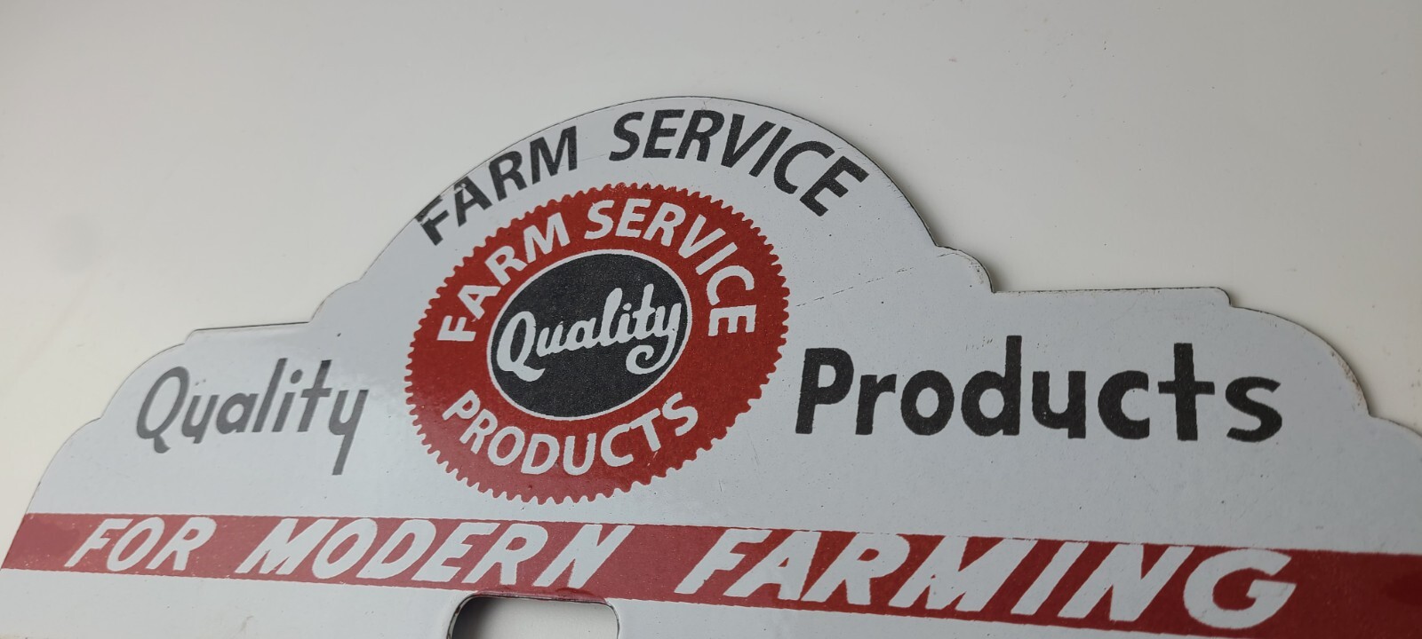 Vintage Farm Sign Topper – Gas Tractor Auto Car Porcelain License Plate Topper
