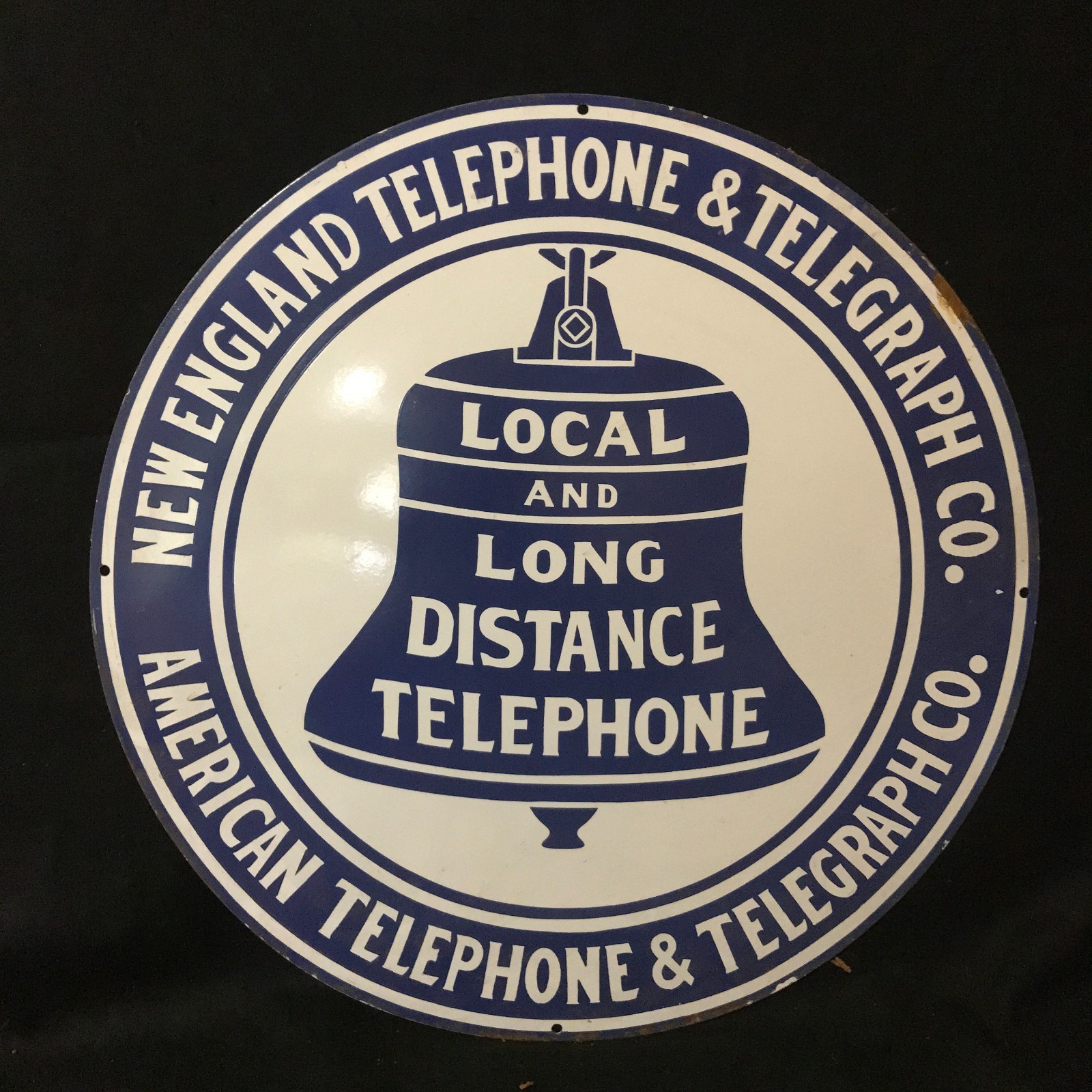 AMERICAN TELEPHONE ADVERTISING PORCELAIN ENAMEL SIGN 30 IN ROUND SS