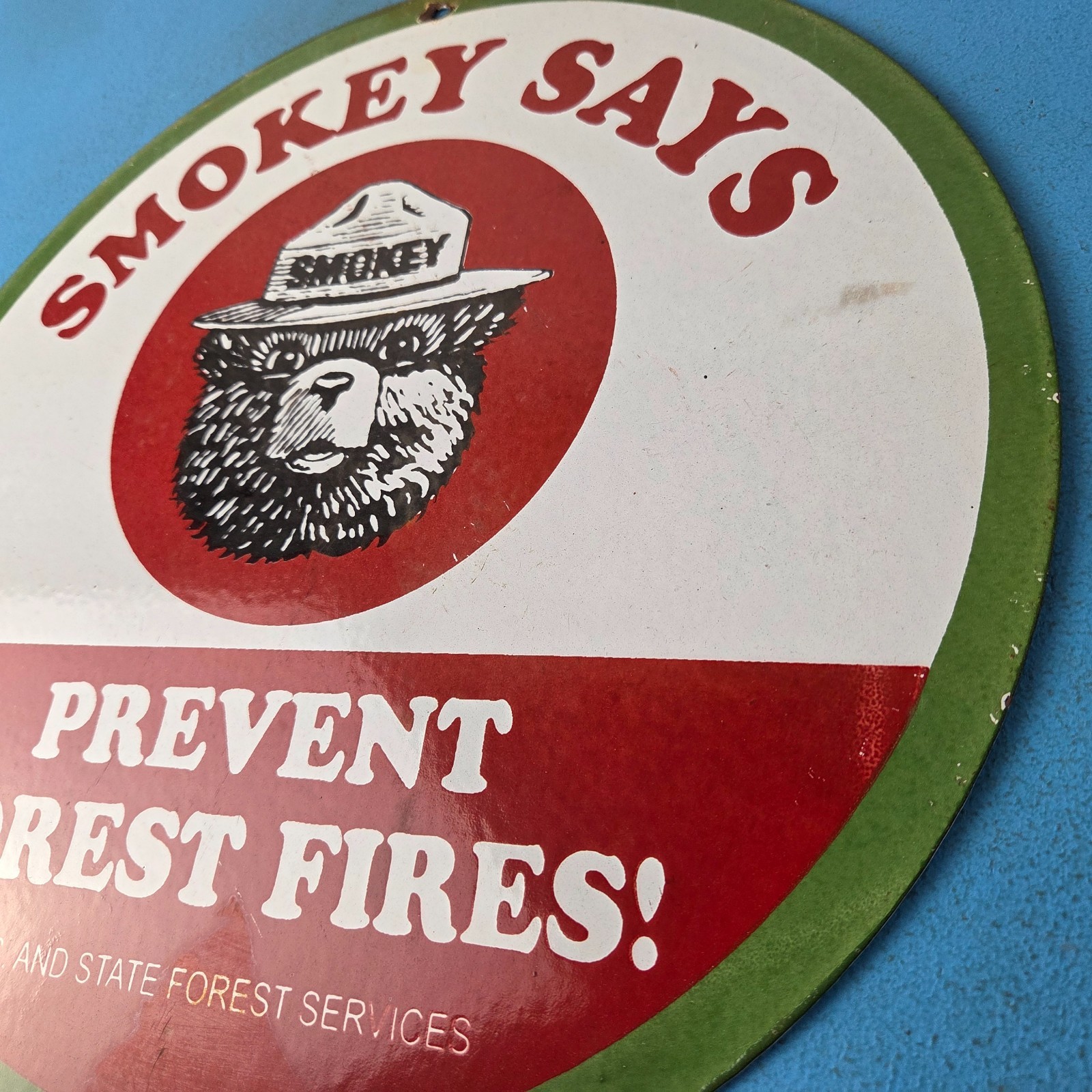 Vintage Smokey Bear Porcelain Sign – Only You Can Prevent Forest Fires Sign