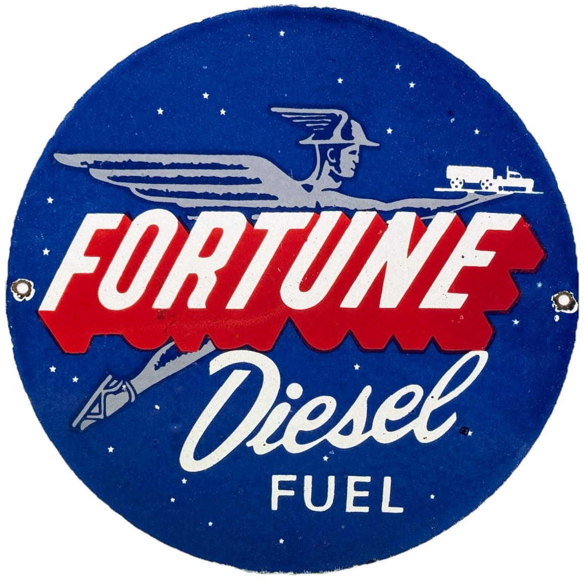 VINTAGE FORTUNE DIESEL FUEL PORCELAIN SIGN GAS STATION PUMP PLATE MOTOR OIL