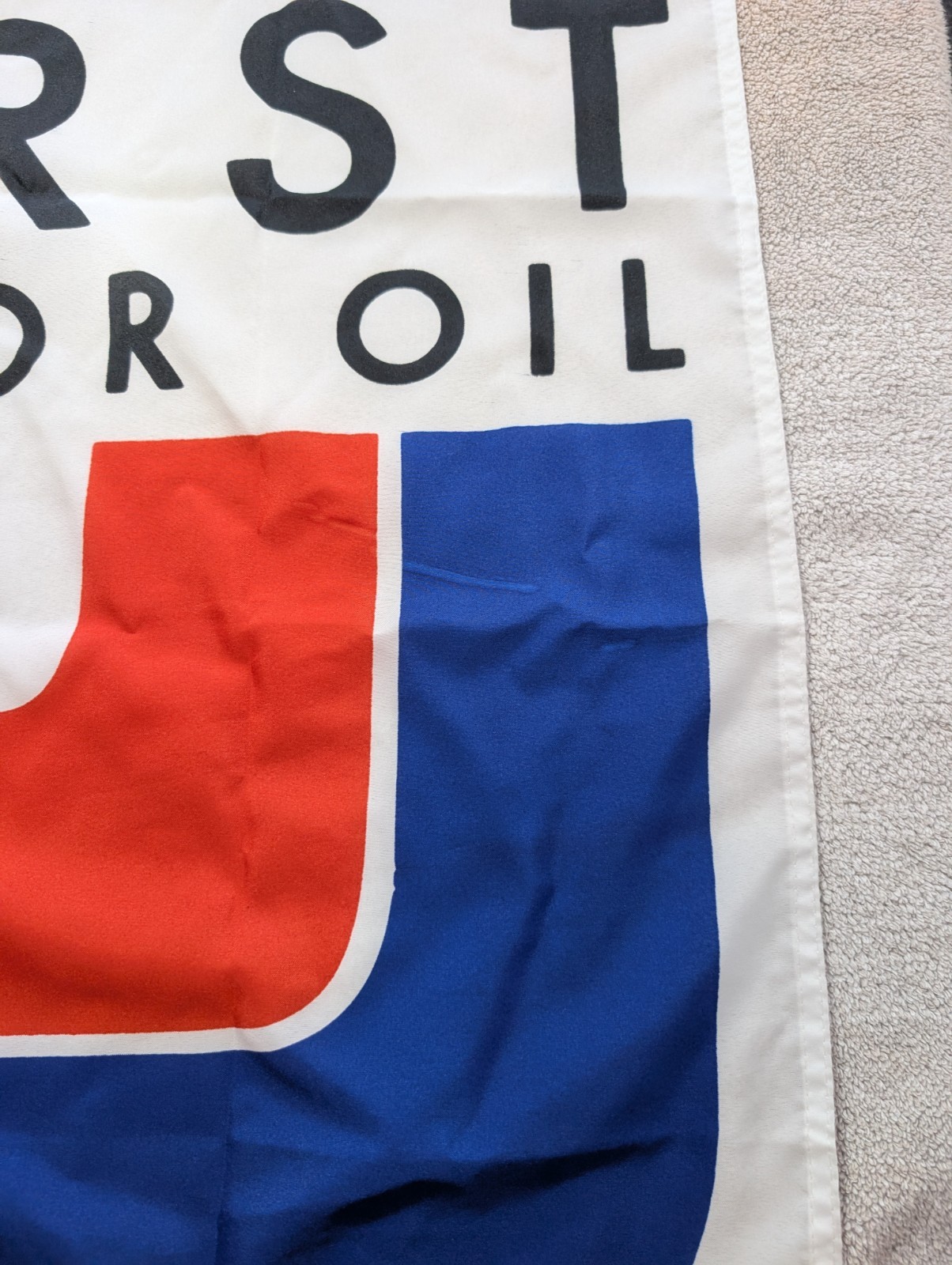 Rare Fina First Motor Oil Advertising Flag Pit Lane Racing Collectible Banner